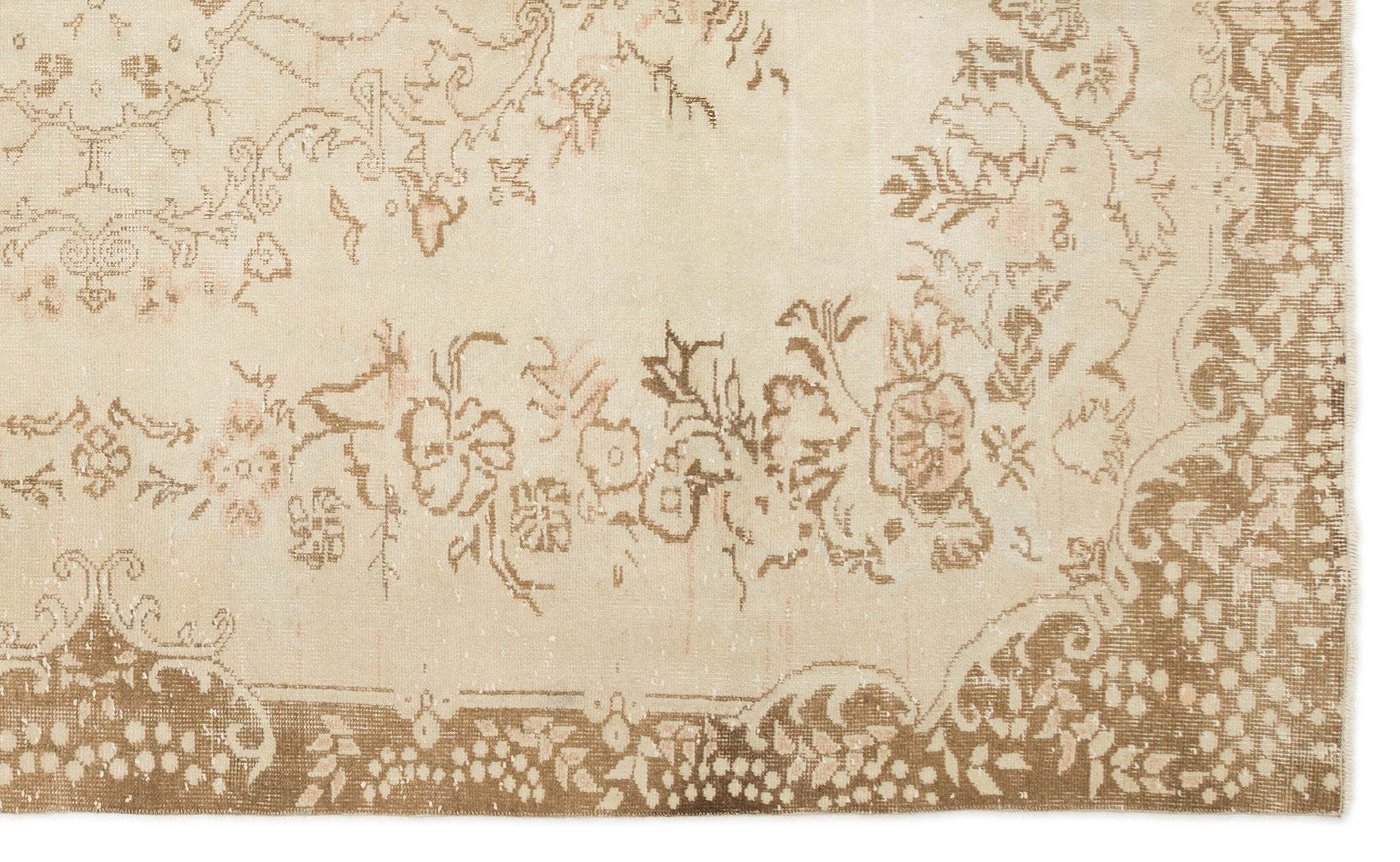 Atina Beige Vintage Wool Handmade Area Rug 5'9" x 9'6"
