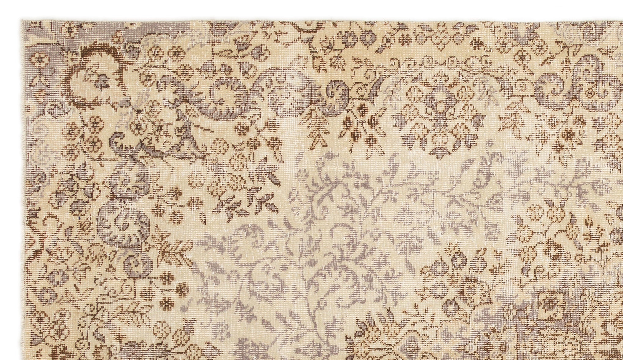 Atina Beige Vintage Wool Handmade Area Rug 5'4" x 9'6"