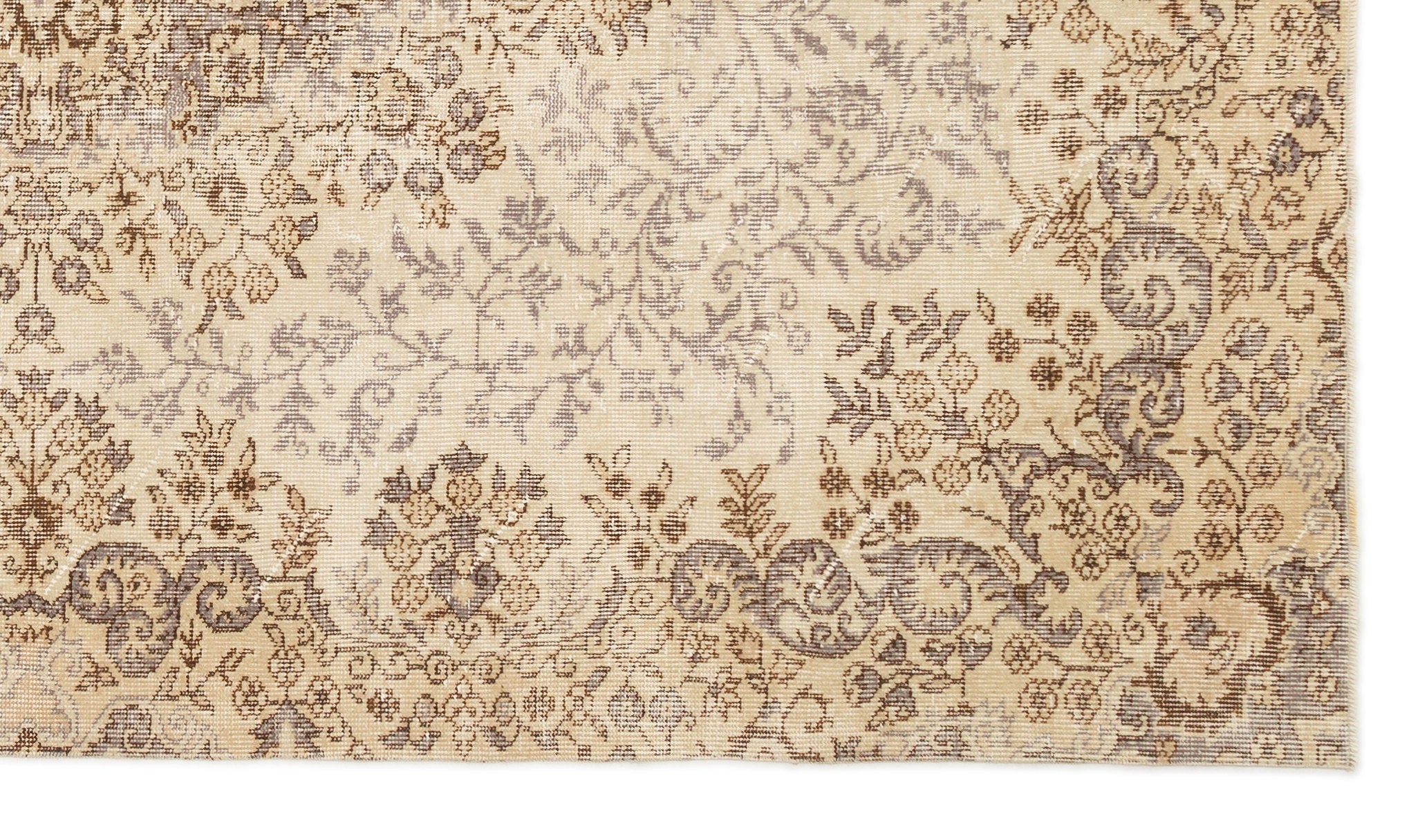 Atina Beige Vintage Wool Handmade Area Rug 5'4" x 9'6"