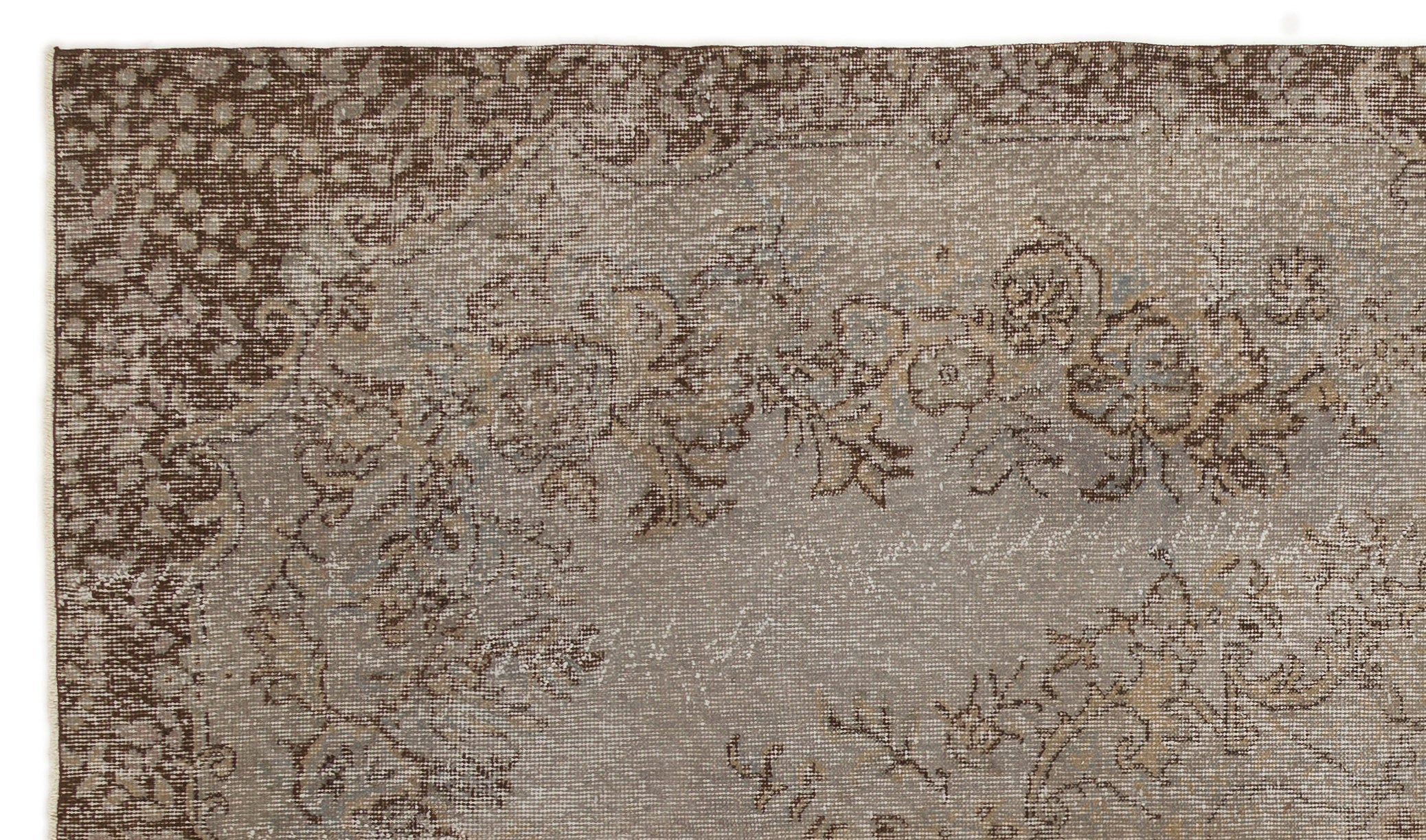 Atina Brown Vintage Wool Handmade Area Rug 6'5" x 8'5"