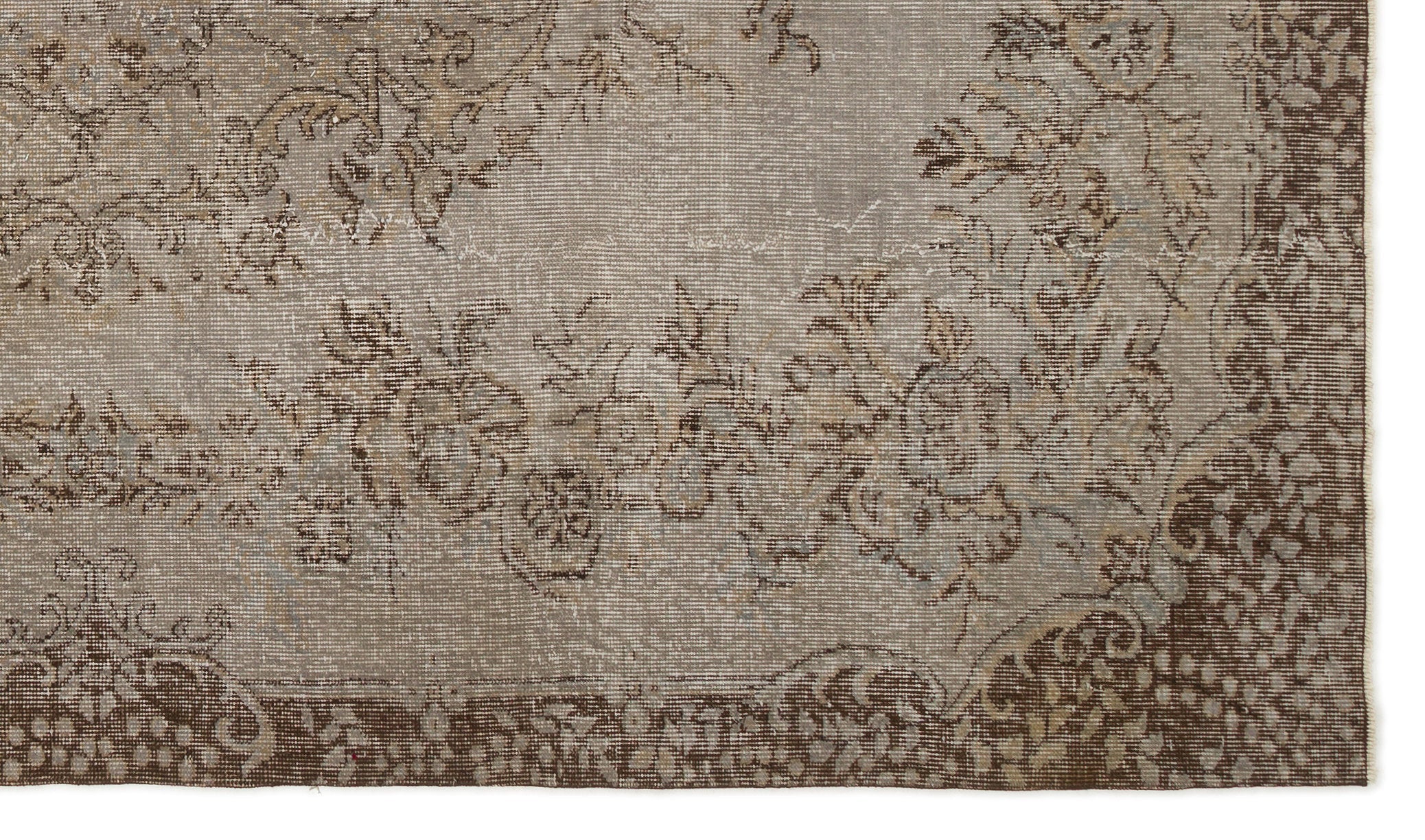 Atina Brown Vintage Wool Handmade Area Rug 6'5" x 8'5"