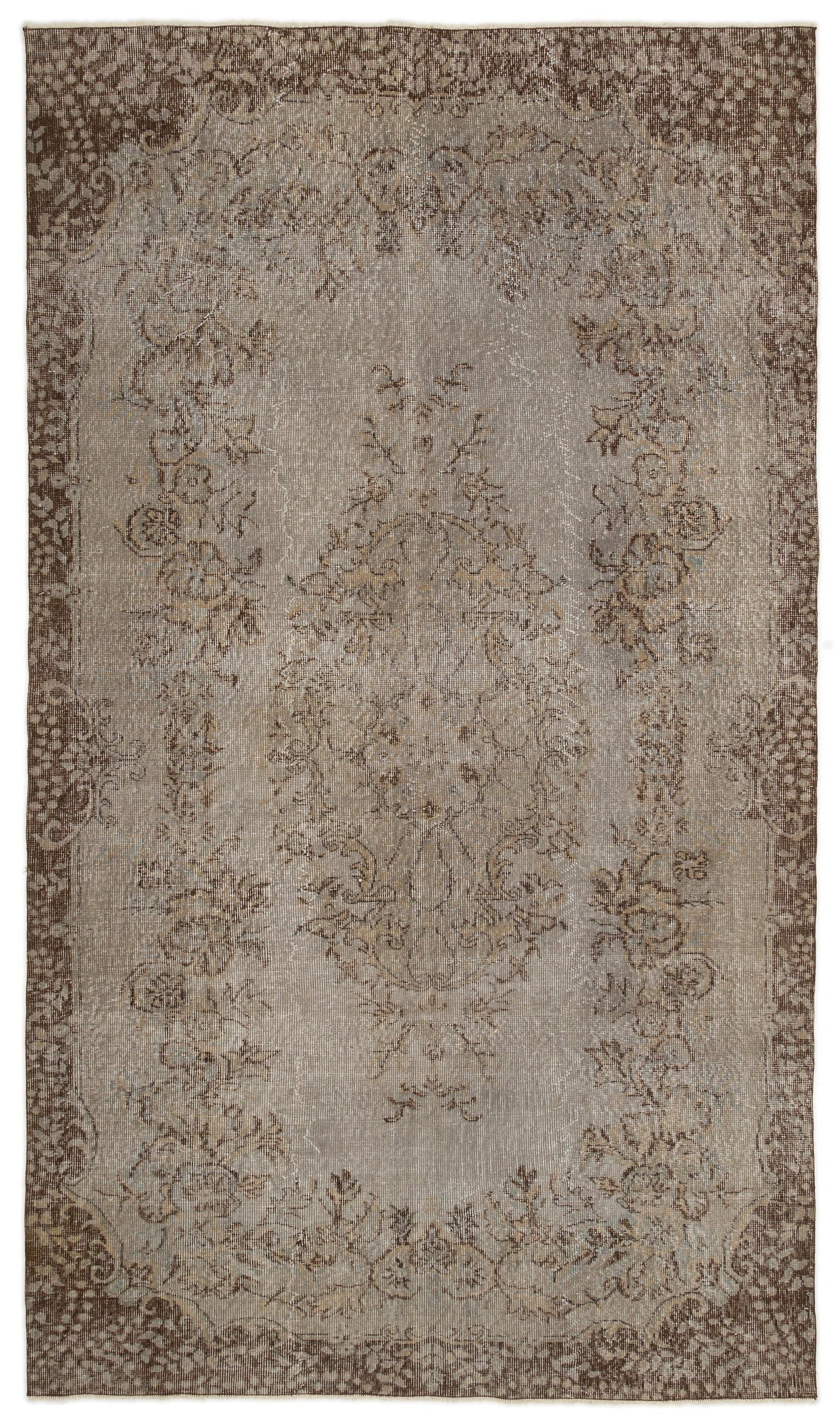 Atina Brown Vintage Wool Handmade Area Rug 6'5" x 8'5"