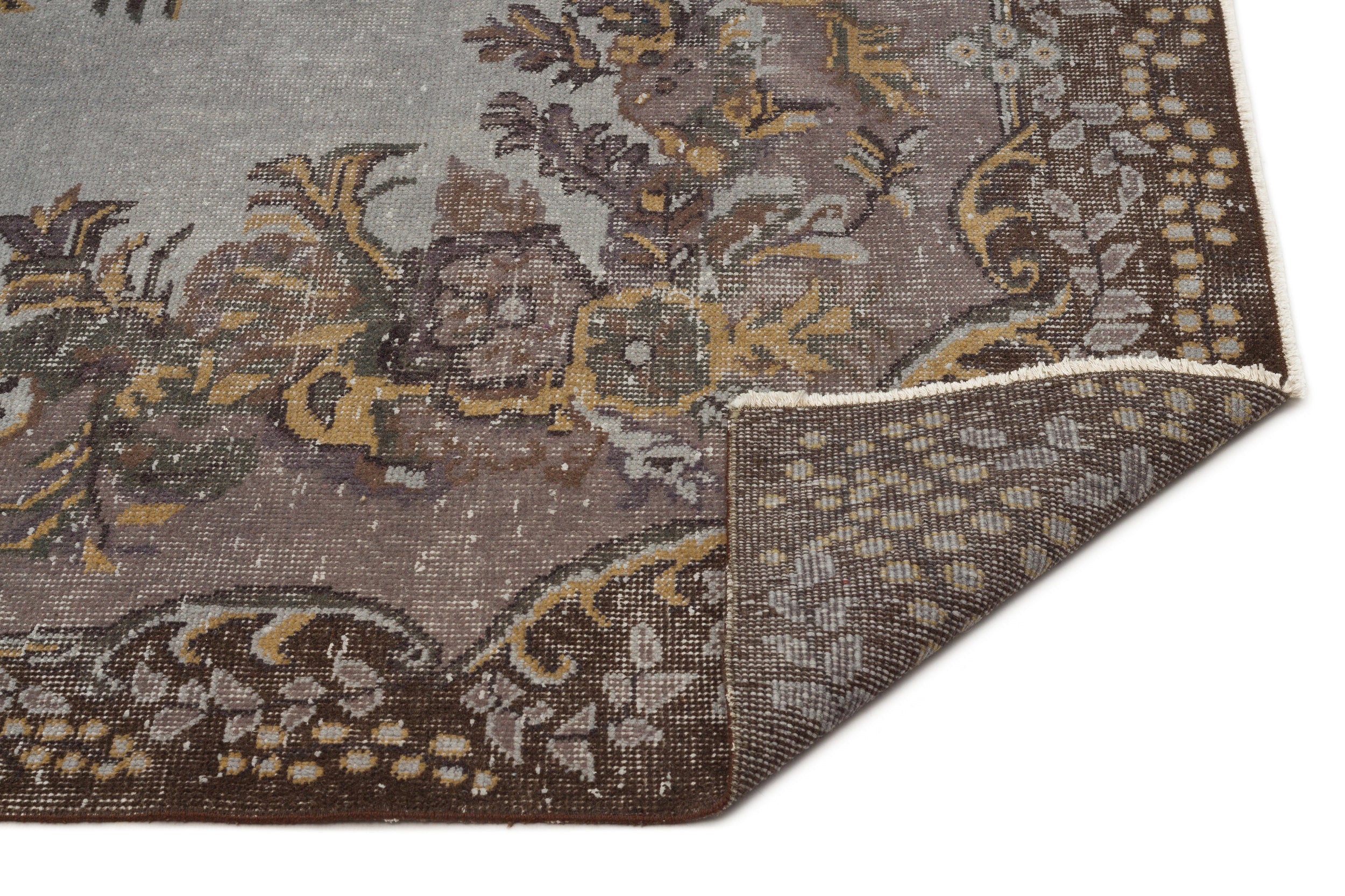 Atina Grey Vintage Wool Handmade Area Rug 6'0" x 9'10"