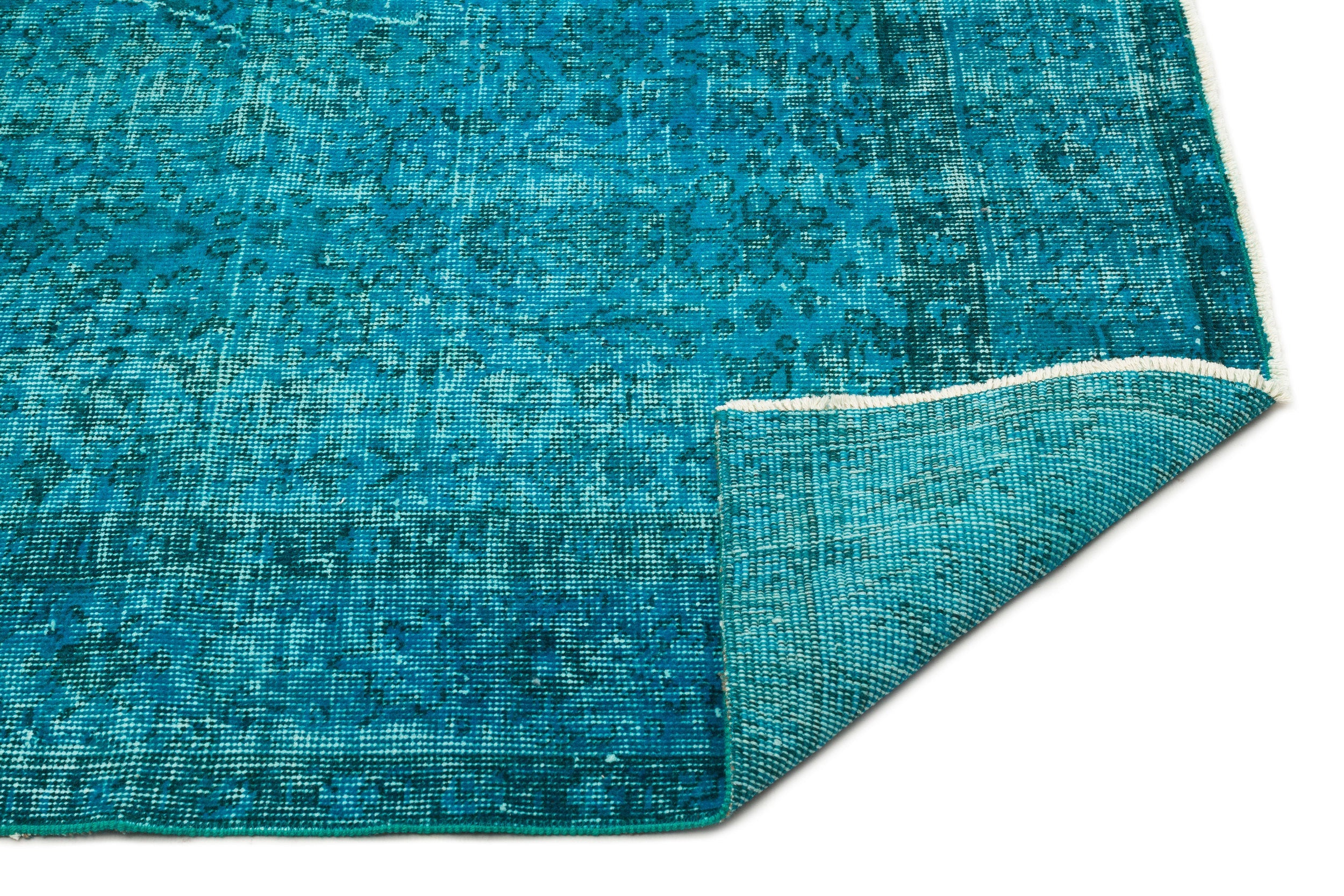Atina Turquoise Vintage Wool Handmade Area Rug 4'10" x 8'6"