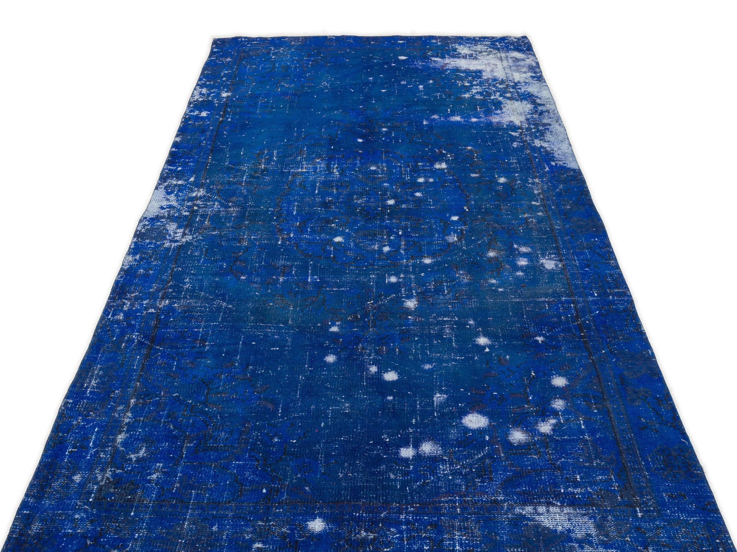 Atina Blue Vintage Wool Handmade Area Rug 4'9" x 8'11"
