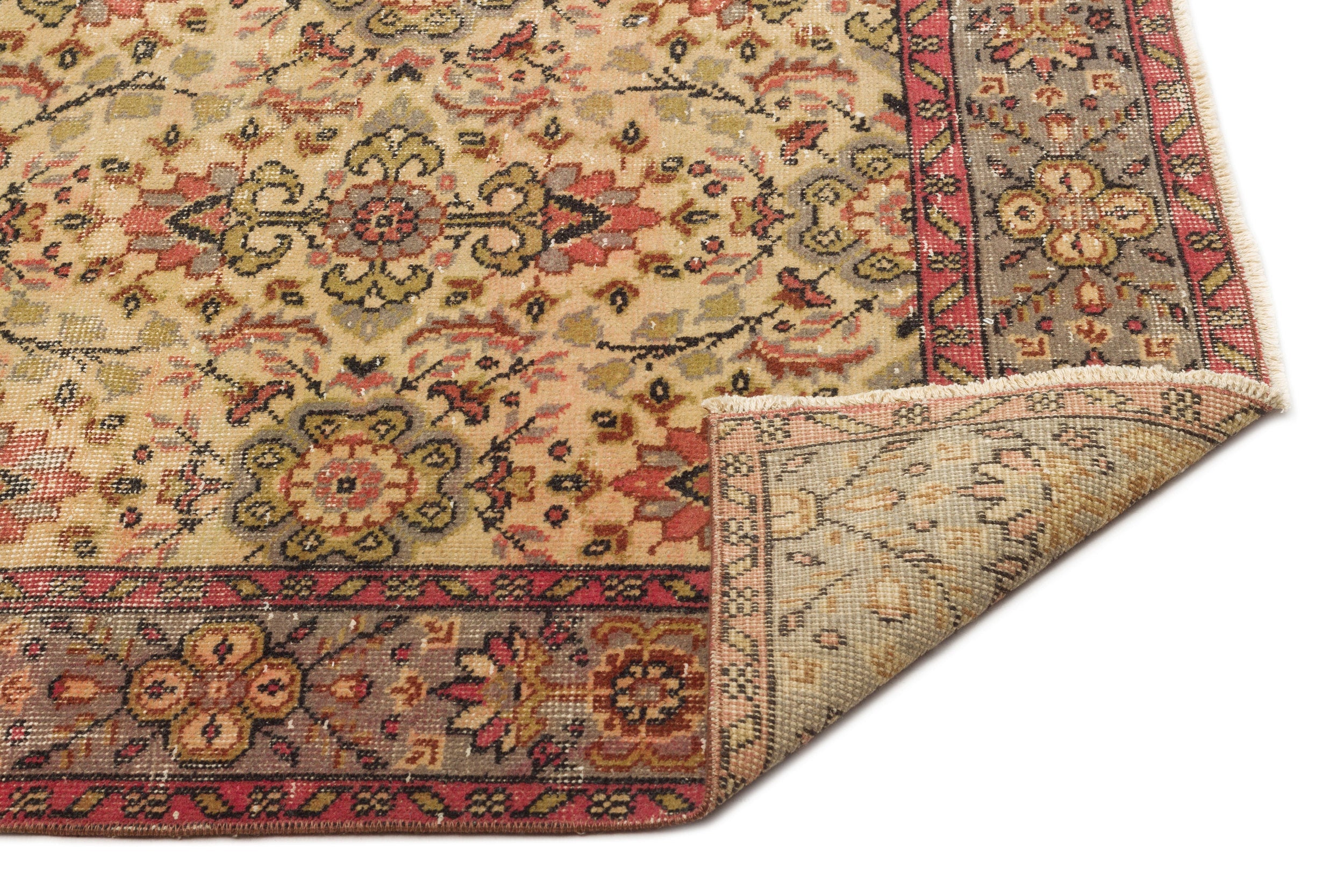 Atina Brown Vintage Wool Handmade Area Rug 5'4" x 9'6"