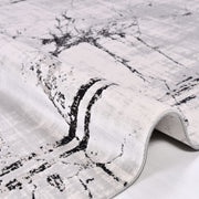 Grey Marble Area Rug - Machine Made Rug With Acrylic Yarn & Overlocked Edge