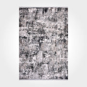 Modern Area Rug – Black Machine Made Rug with Overlocked Edge, Low Pile