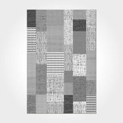 Grey Patchwork Area Rug – Machine Made Flatweave Carpet with Acrylic Yarn