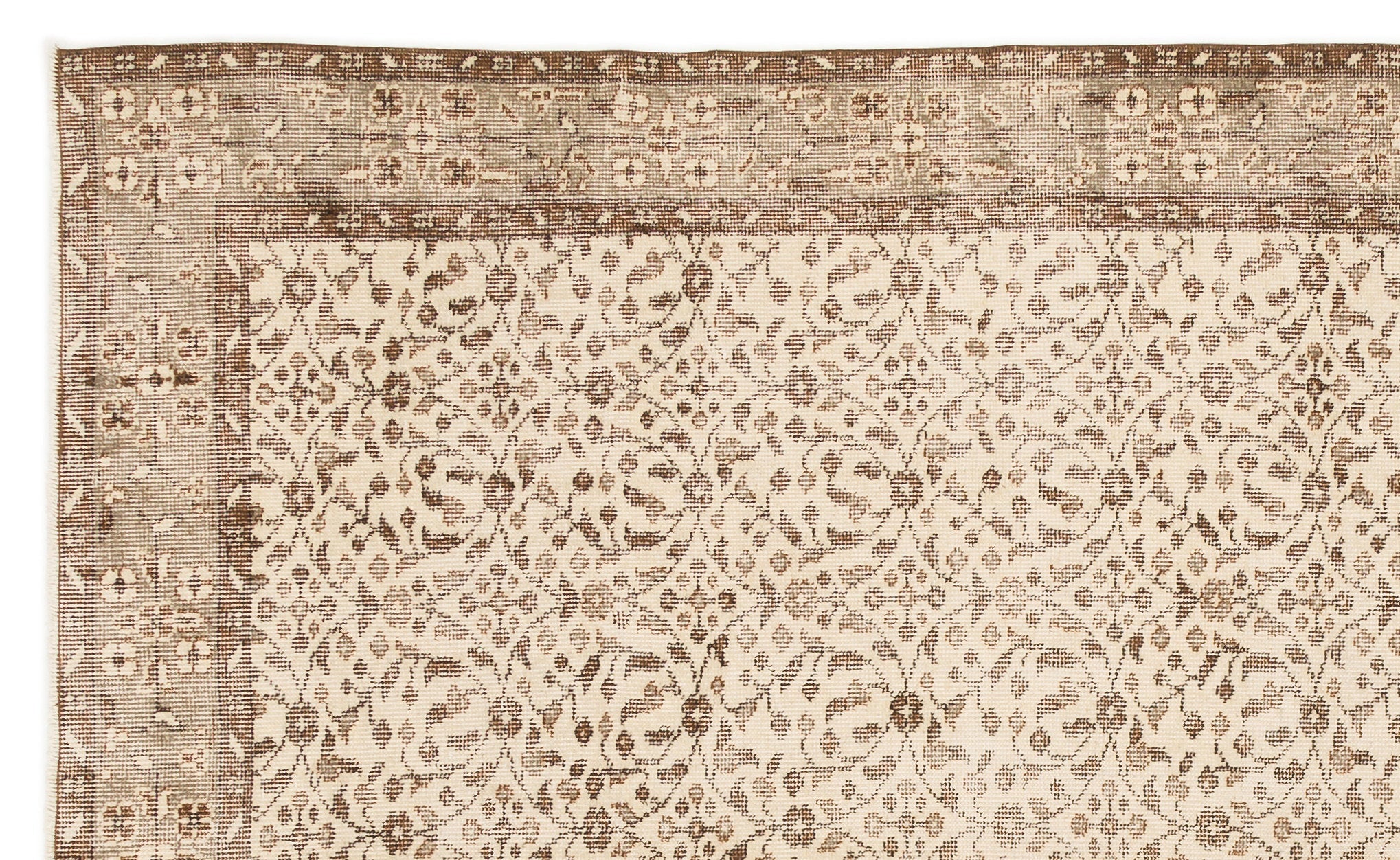 Atina Beige Vintage Wool Handmade Area Rug 5'8" x 9'4"