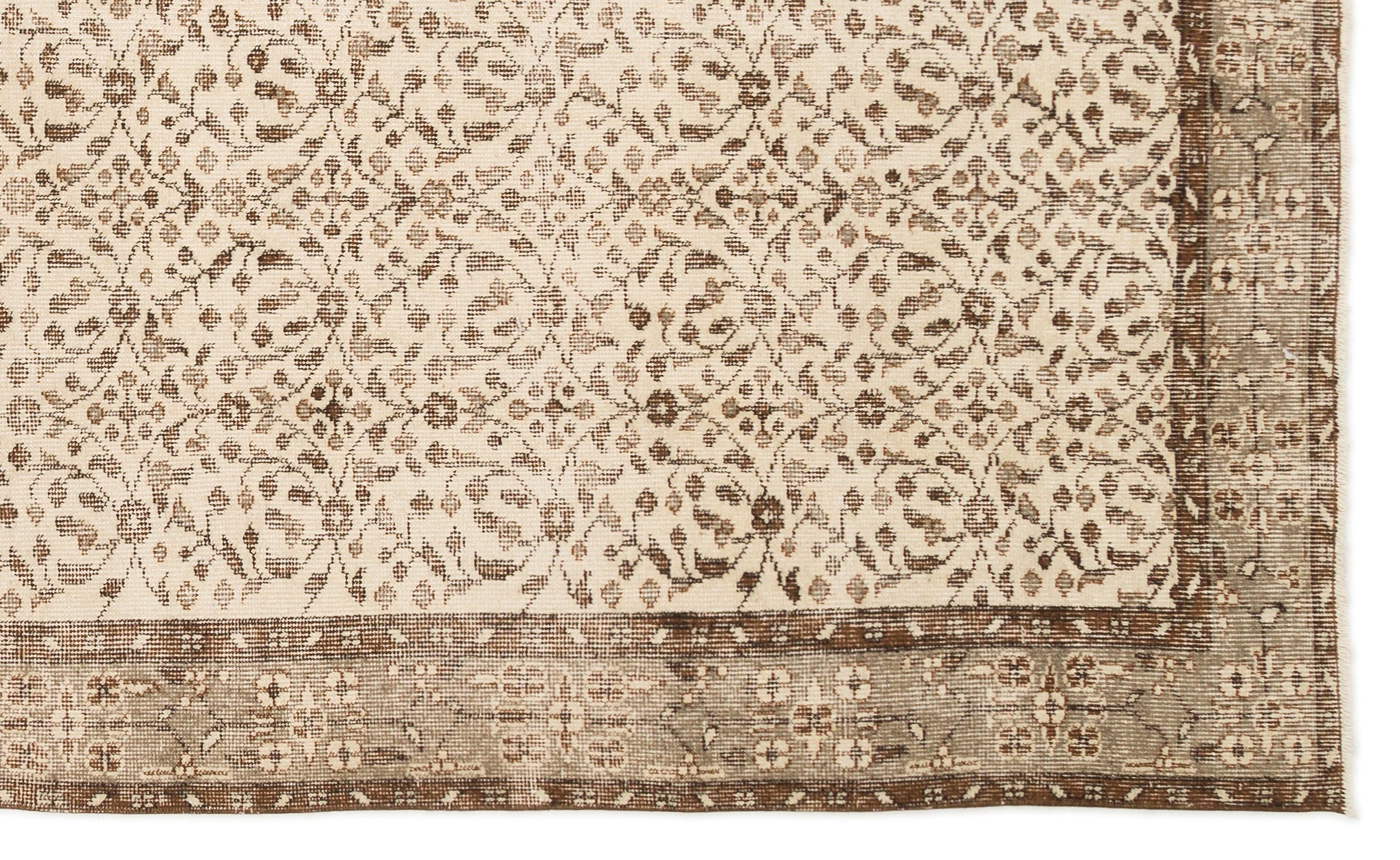 Atina Beige Vintage Wool Handmade Area Rug 5'8" x 9'4"