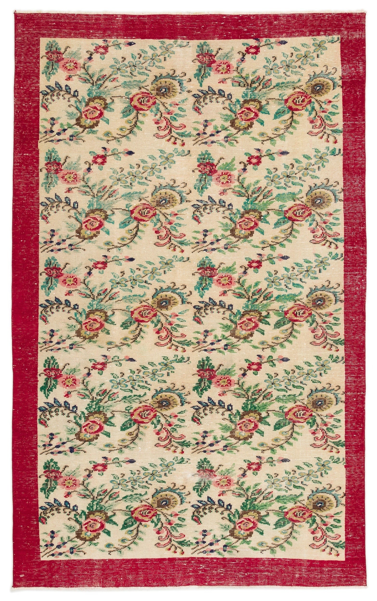 Atina Red Vintage Wool Handmade Area Rug 5'8" x 8'8"