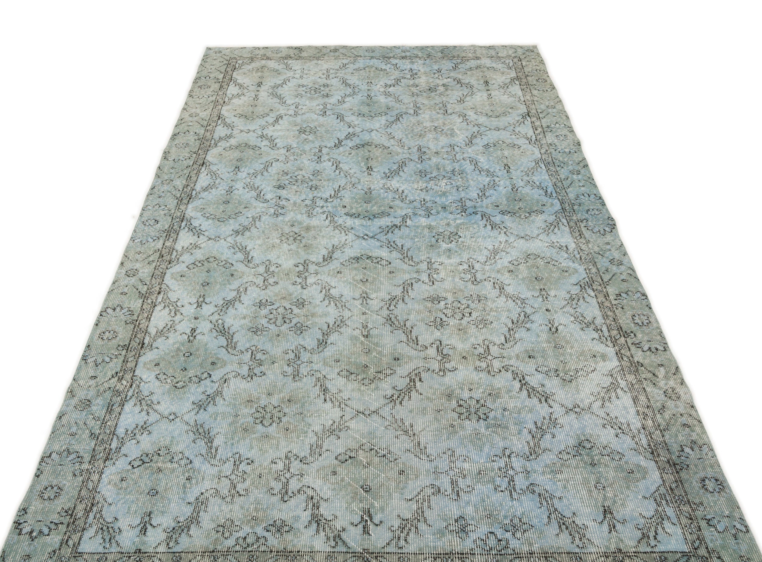 Atina Blue Vintage Wool Handmade Area Rug 5'0" x 9'7"