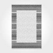 Machine Made Area Rug - Grey Frame Area Rug With Acrylic Yarn & Cotton Weft