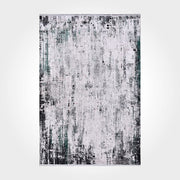 Modern Area Rug – Machine Made Flatweave Grey Black Rug with Green Accents