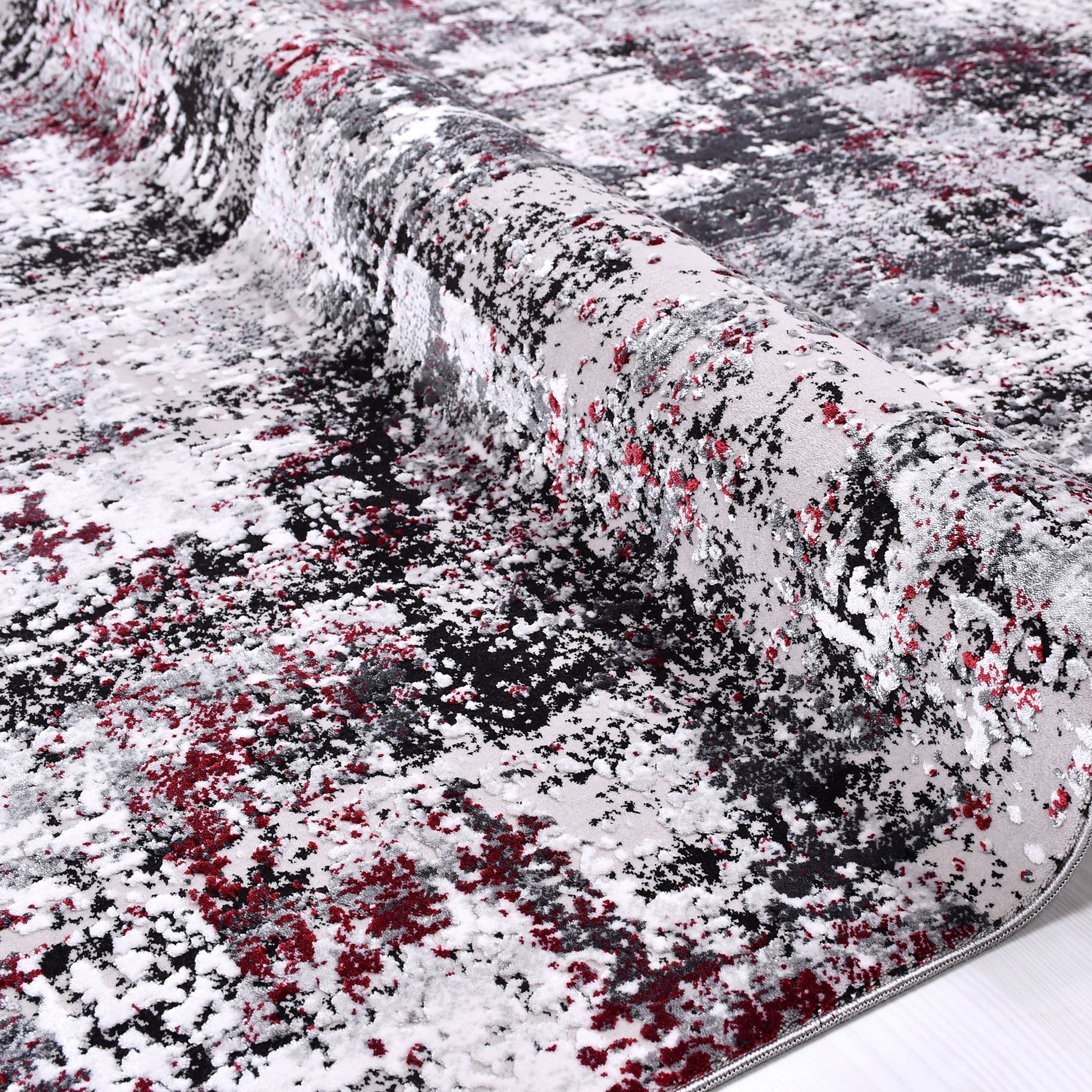 Modern Area Rug - Machine Made Grey Acrylic Yarn Rug With Overlocked Edges