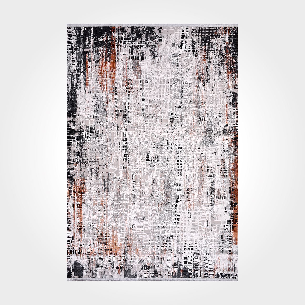 Vintage Area Rug – Black Machine Made Rug With Overlocked Edge, Antislip