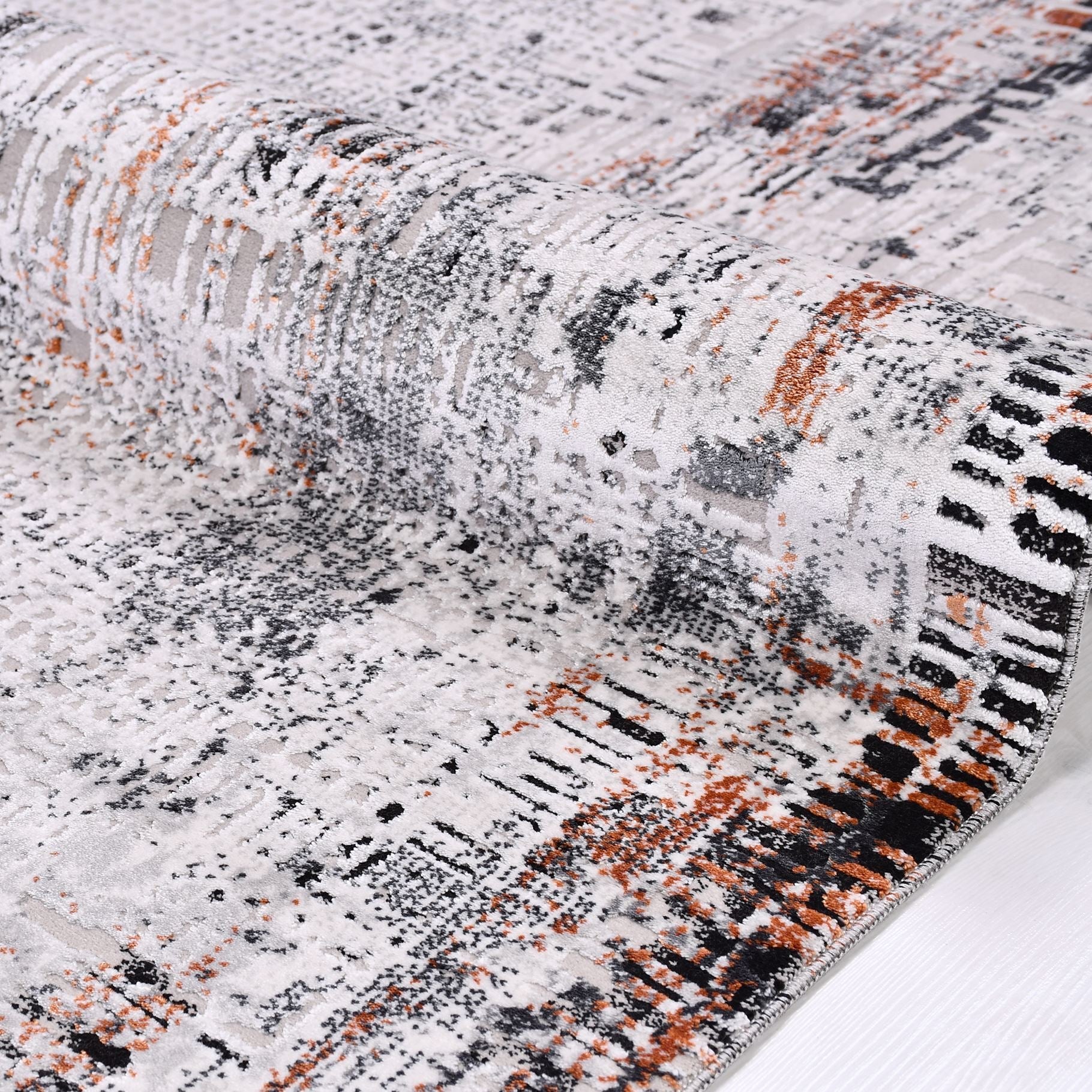 Vintage Area Rug – Black Machine Made Rug With Overlocked Edge, Antislip