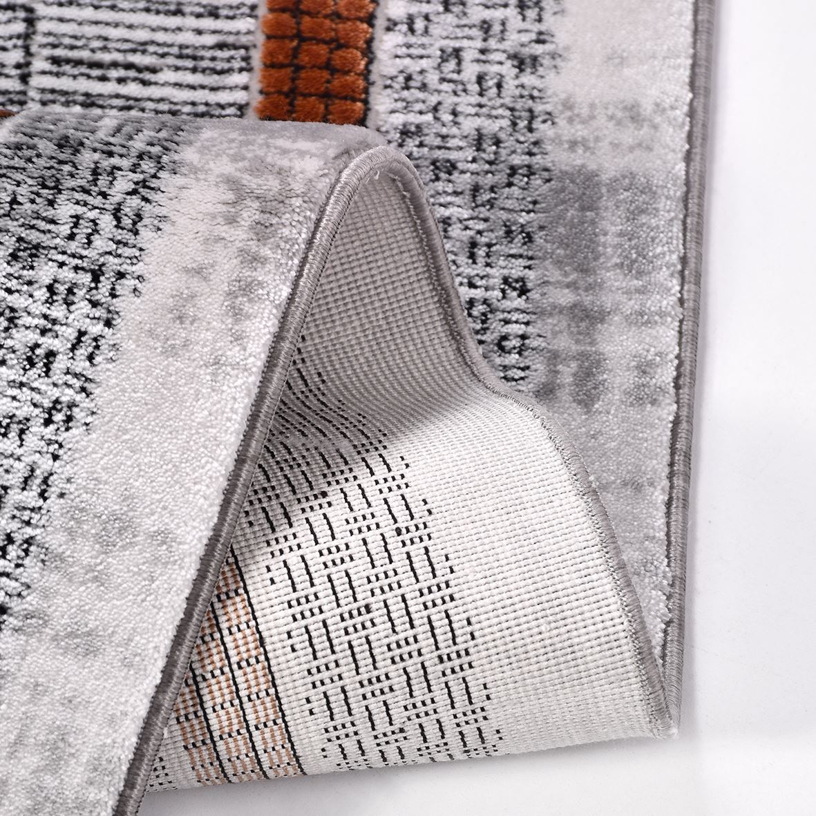 Grey Area Rug - Machine Made Rug with Frame Design Carpet | Soft Pile Carpet