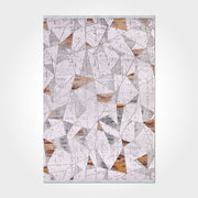 Grey Beige Area Rug - Geometric Machine Made Flatweave Rug with Anti Slip