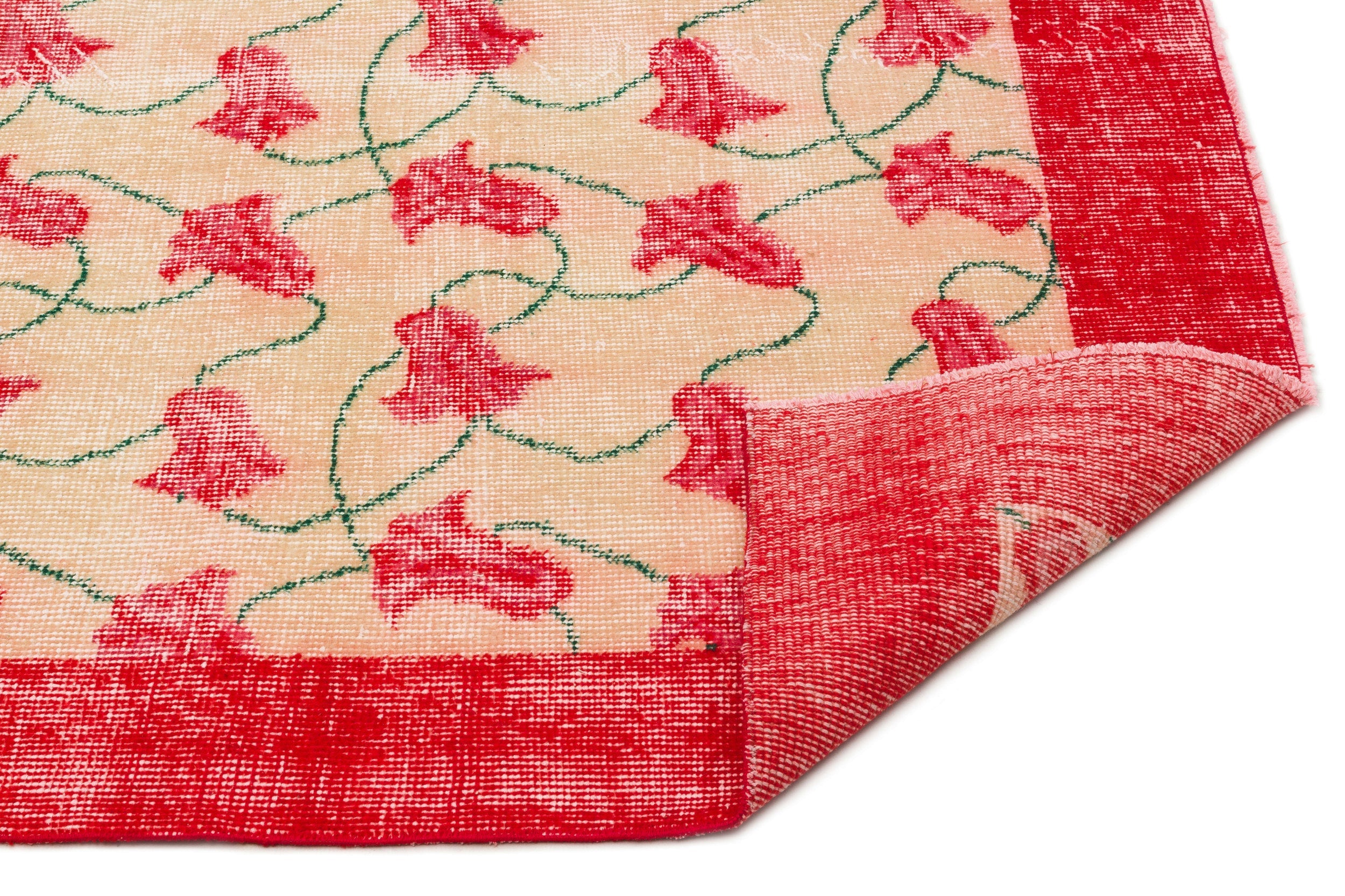 Atina Beige Vintage Wool Handmade Area Rug 5'0" x 8'3"