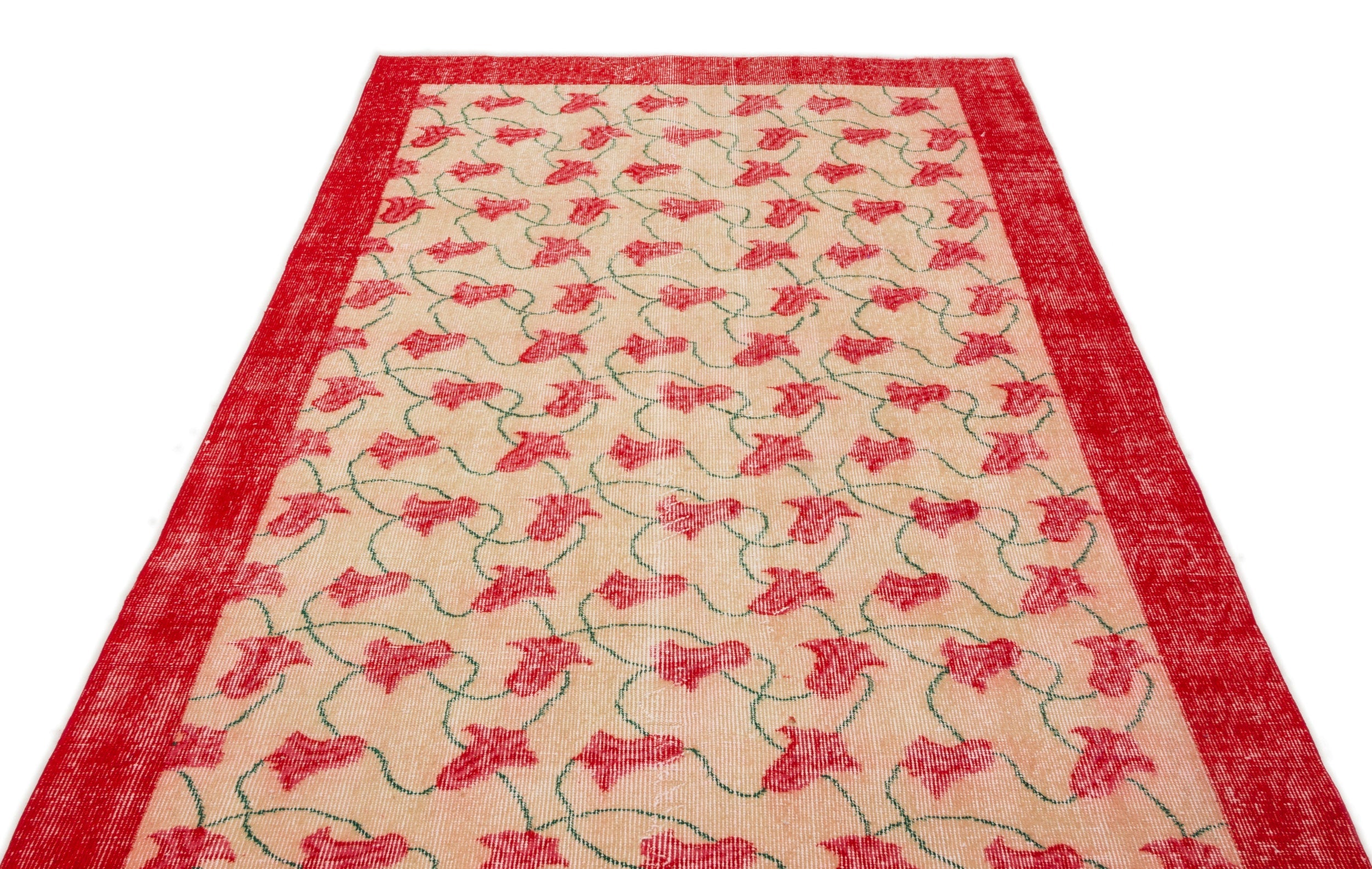 Atina Beige Vintage Wool Handmade Area Rug 5'0" x 8'3"