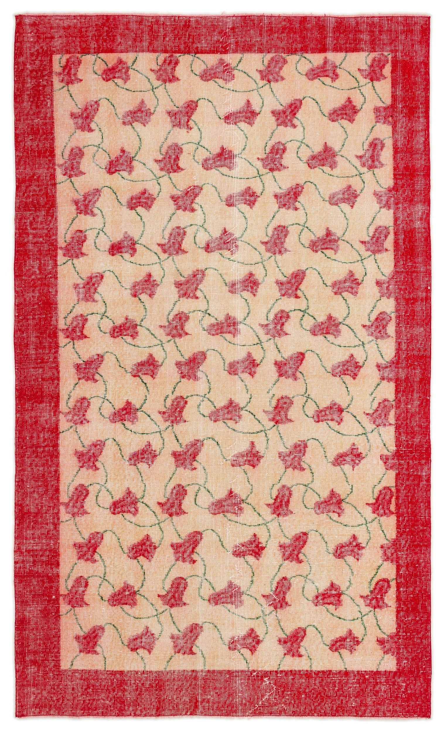 Atina Beige Vintage Wool Handmade Area Rug 5'0" x 8'3"