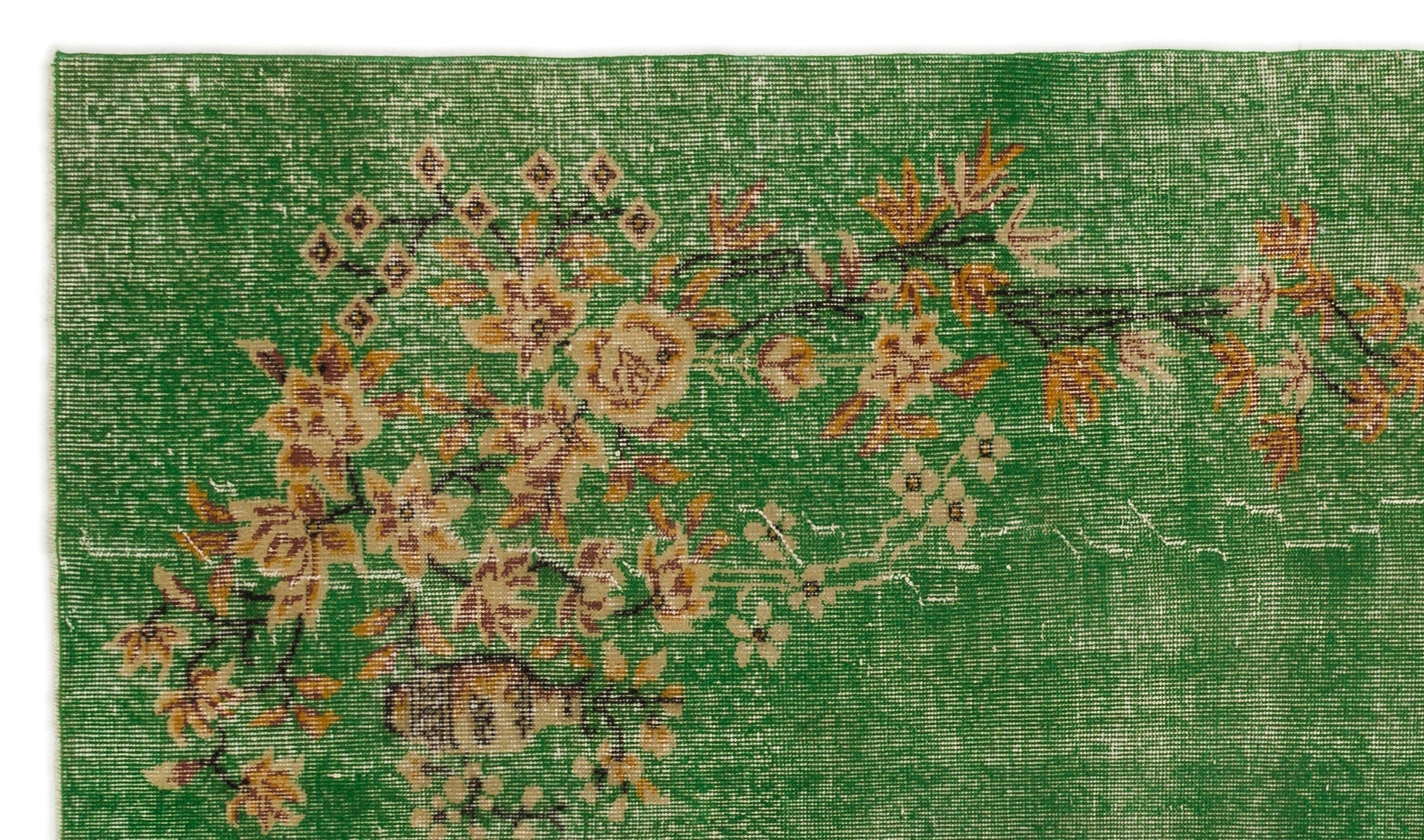 Atina Green Vintage Wool Handmade Area Rug 5'4" x 8'5"
