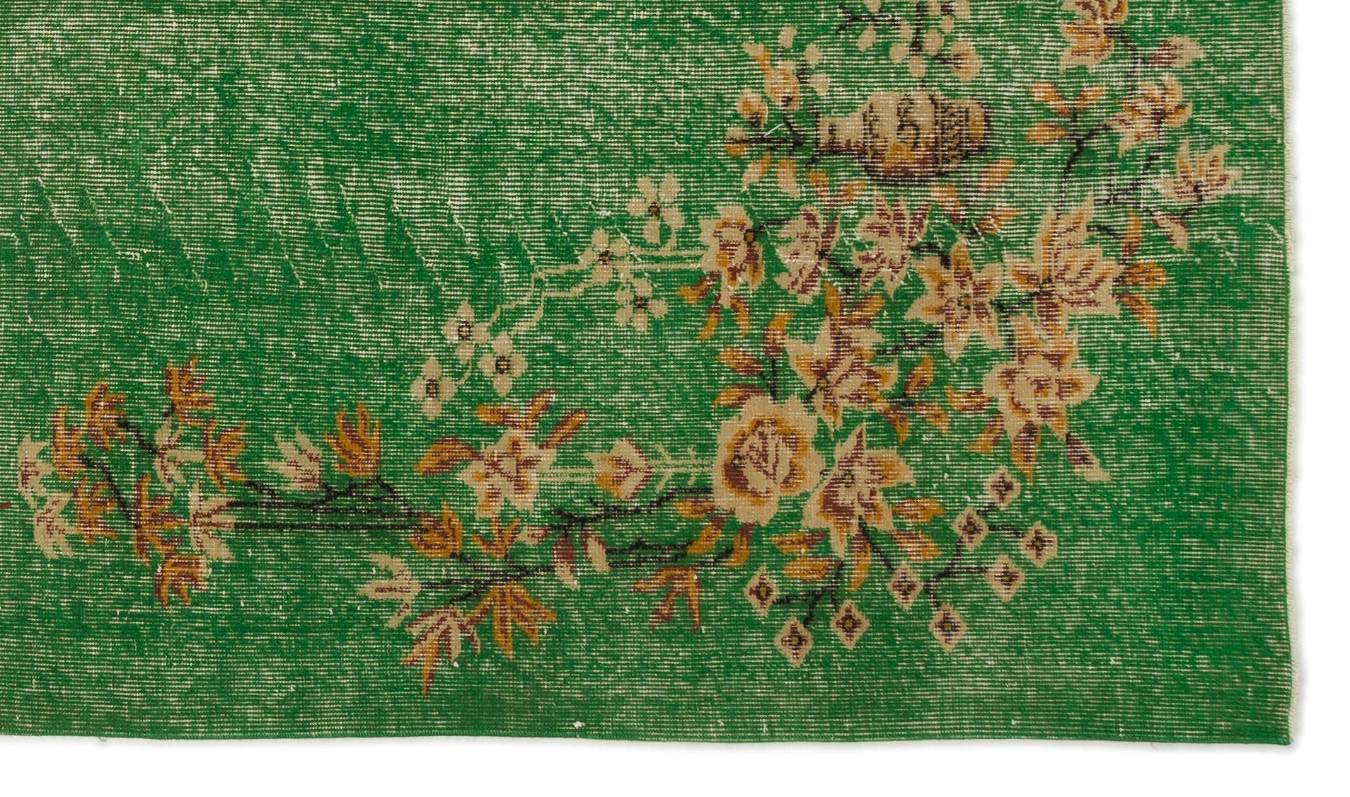 Atina Green Vintage Wool Handmade Area Rug 5'4" x 8'5"