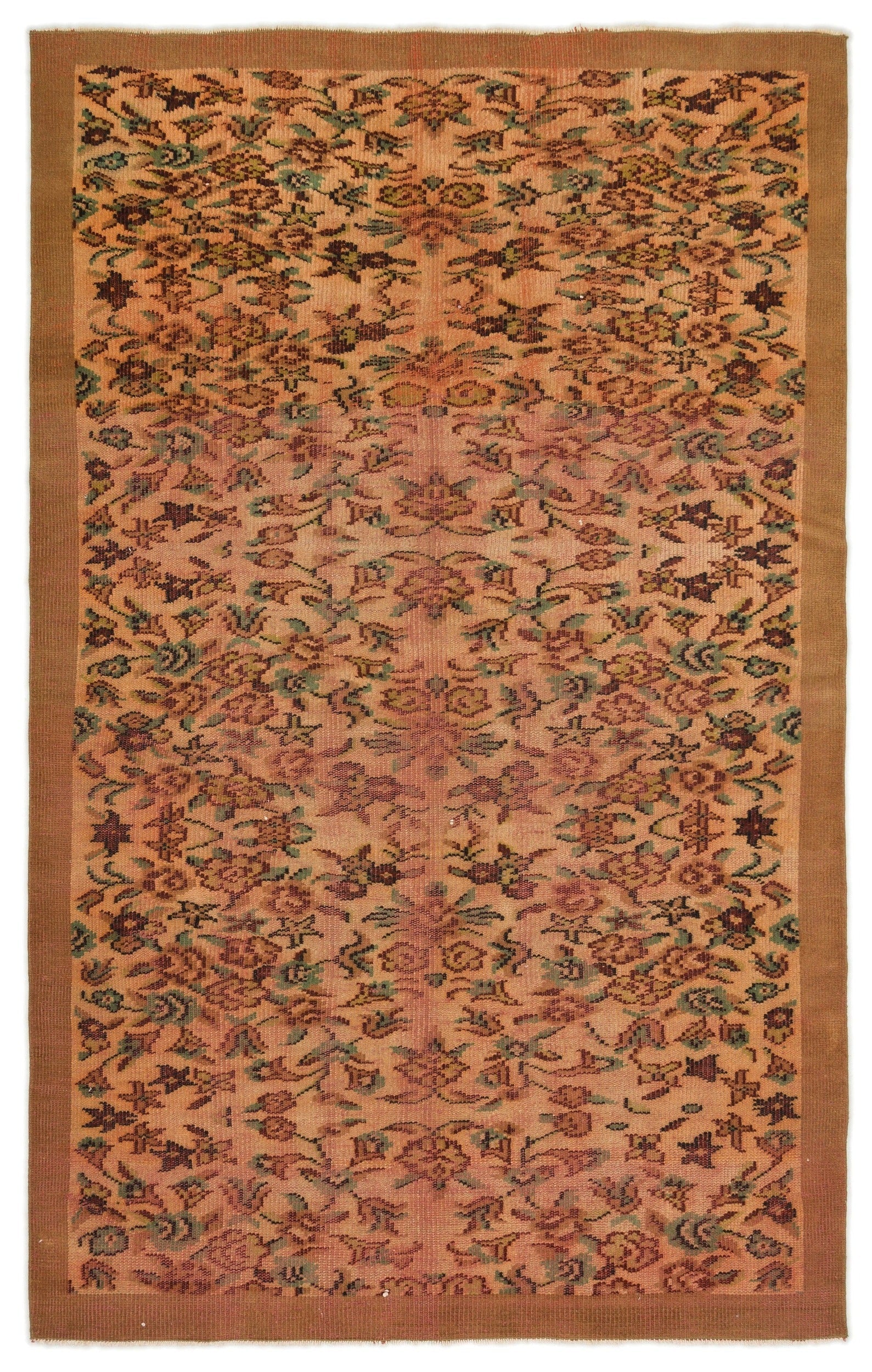 Atina Orange Vintage Wool Handmade Area Rug 5'1" x 8'11"