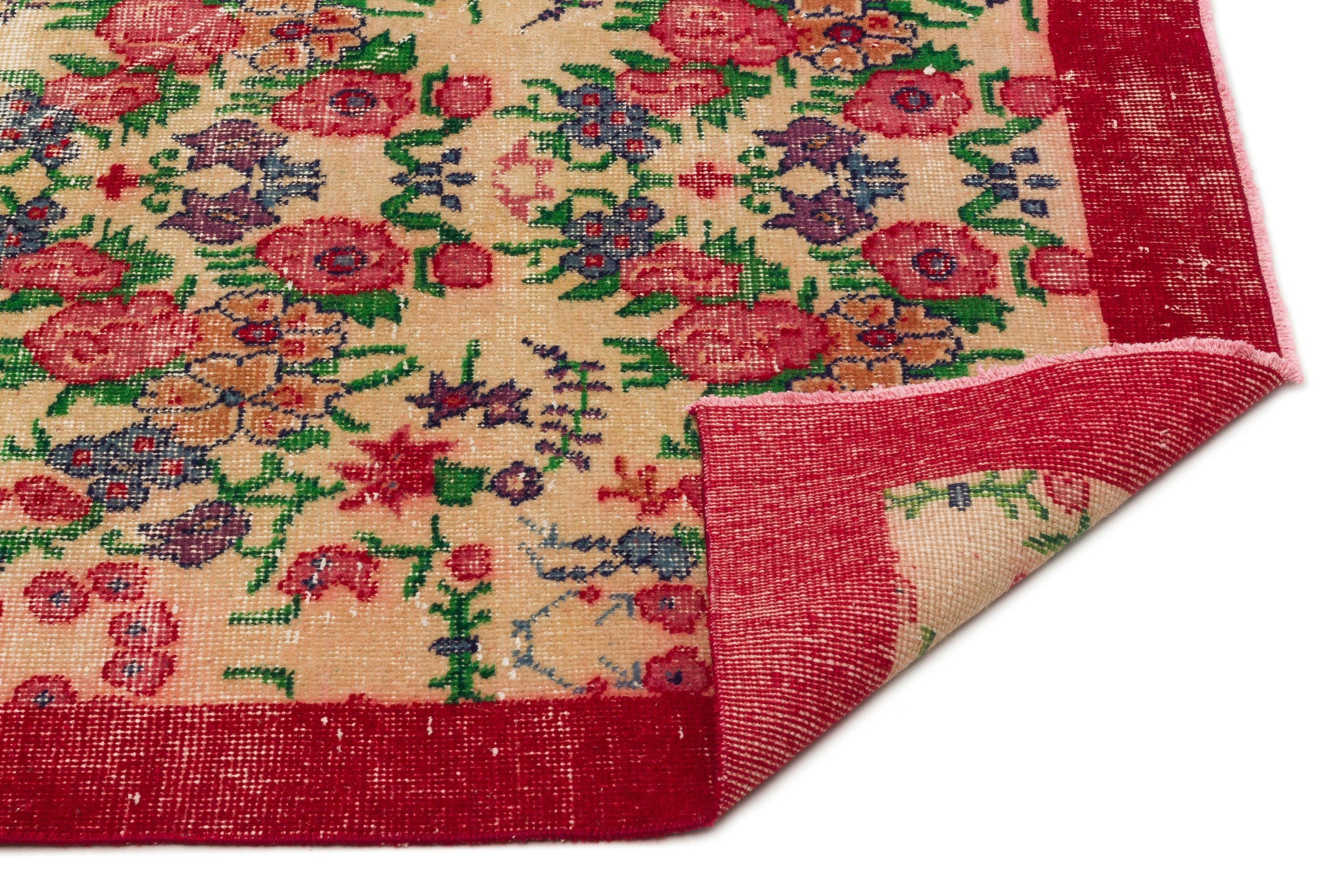 Atina Red Vintage Wool Handmade Area Rug 6'11" x 10'2"