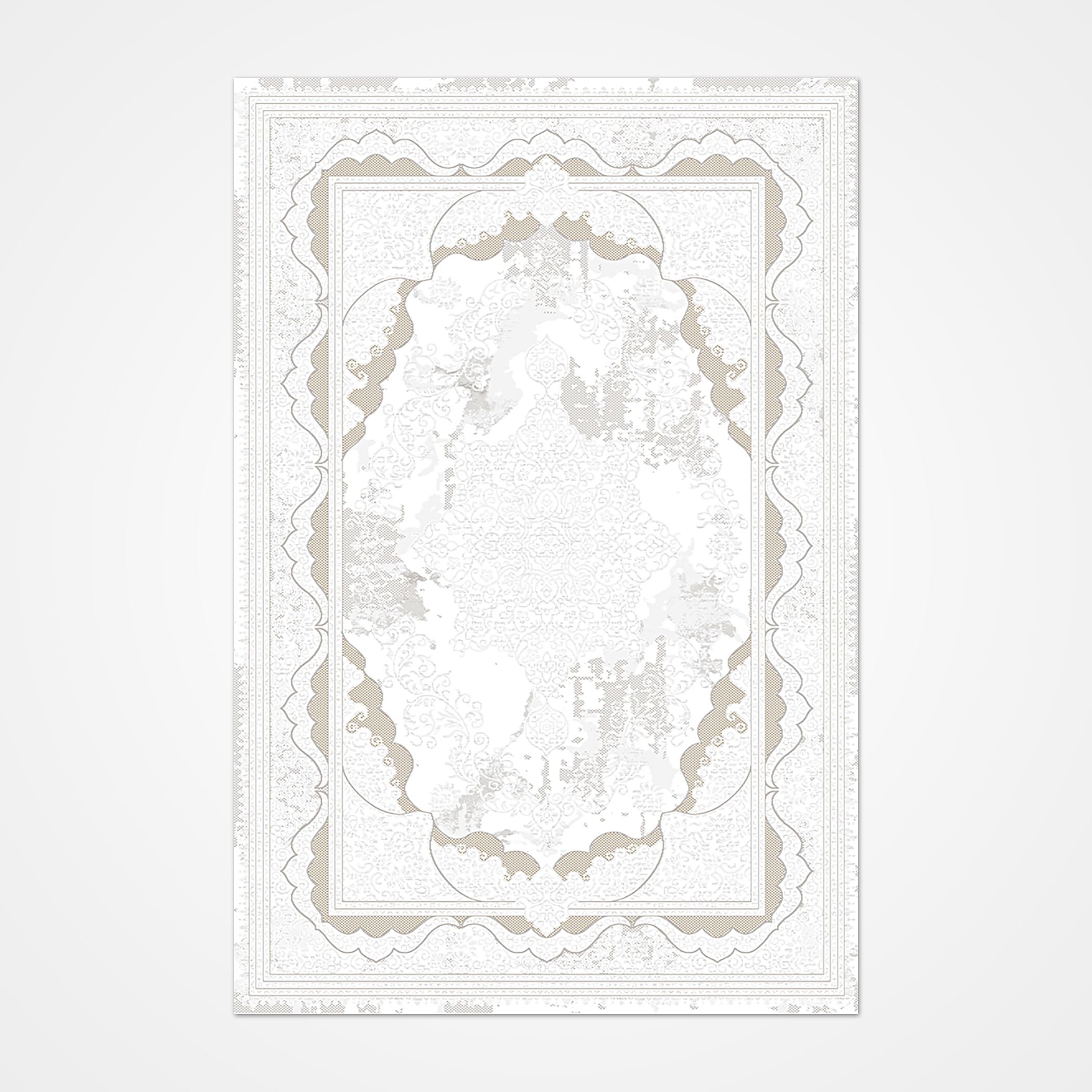 Classic Area Rug - Durable Machine Made White Polyester 6mm Pile Carpet