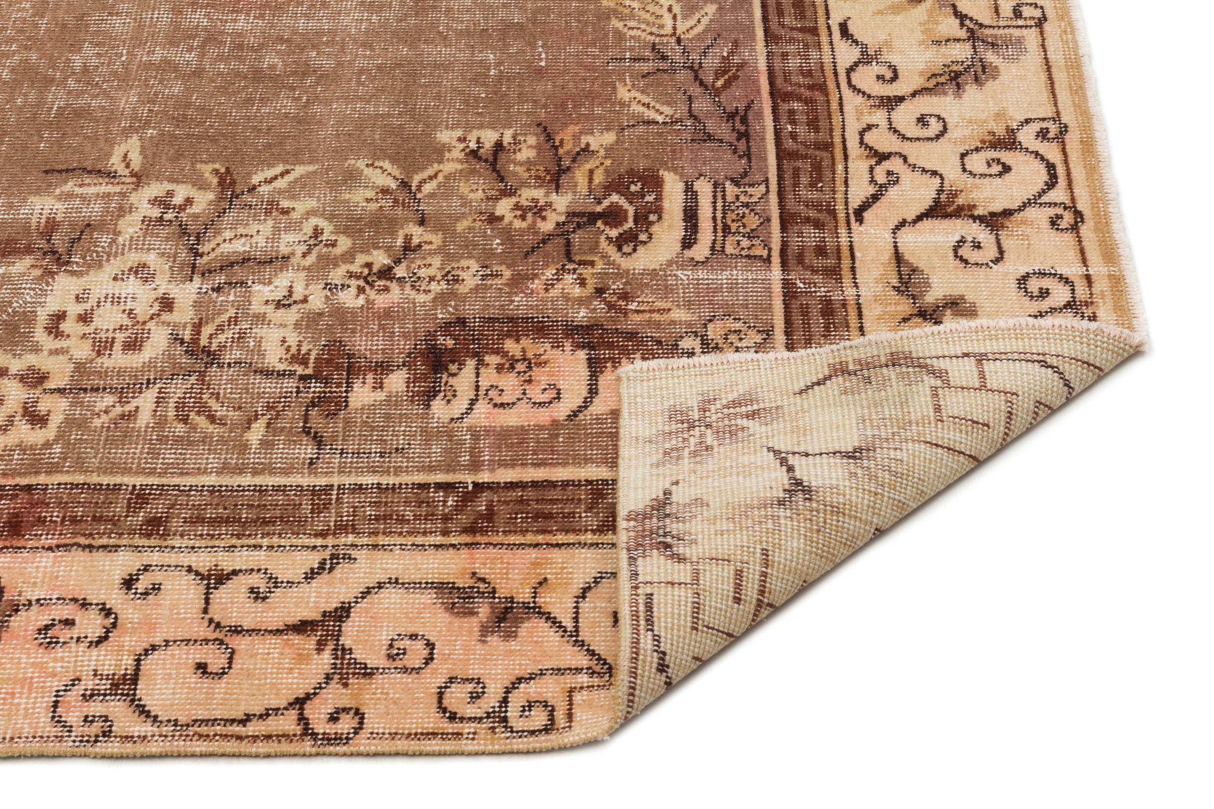 Atina Brown Classic Wool Handmade Area Rug 6'4" x 9'8"