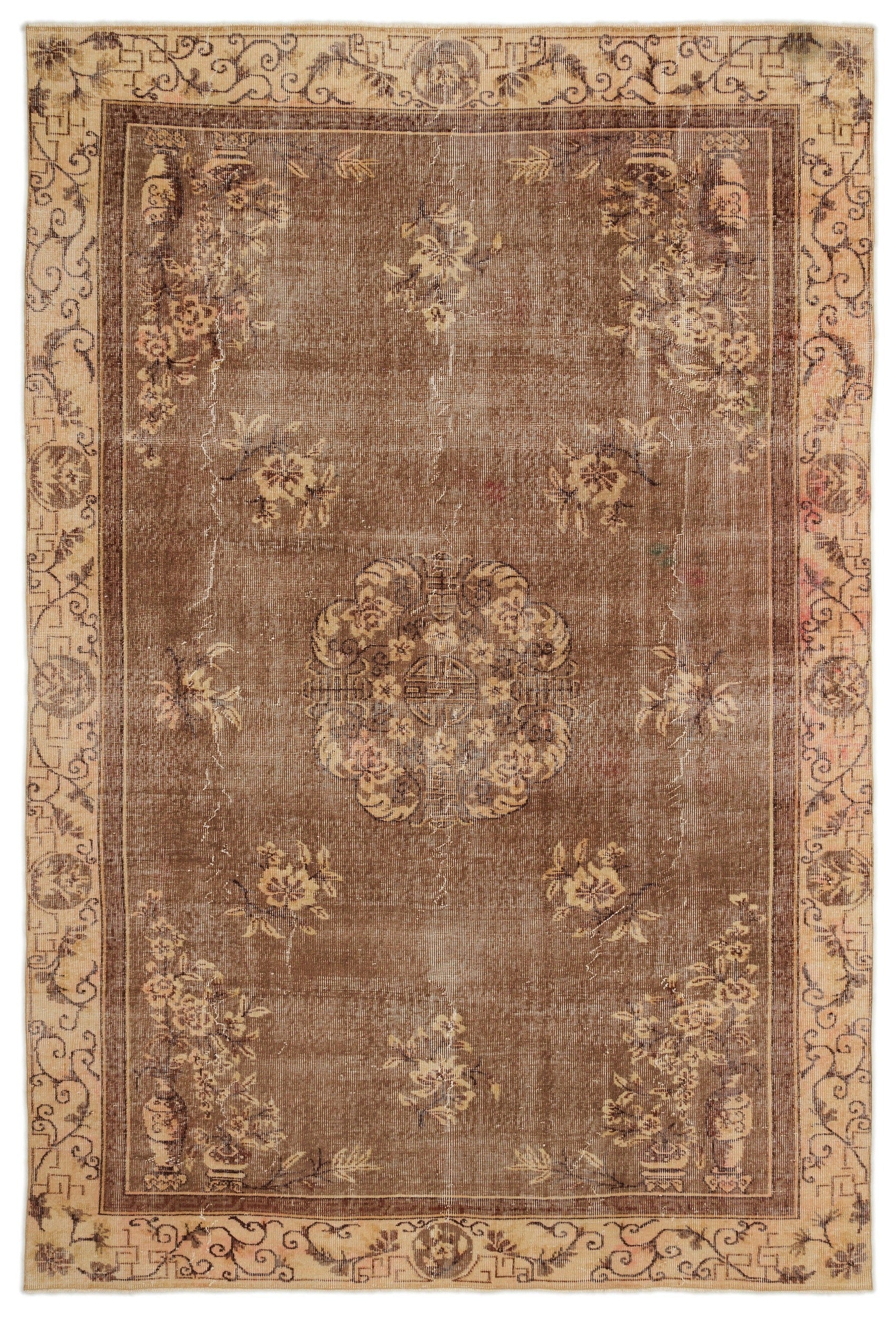 Atina Brown Classic Wool Handmade Area Rug 6'4" x 9'8"