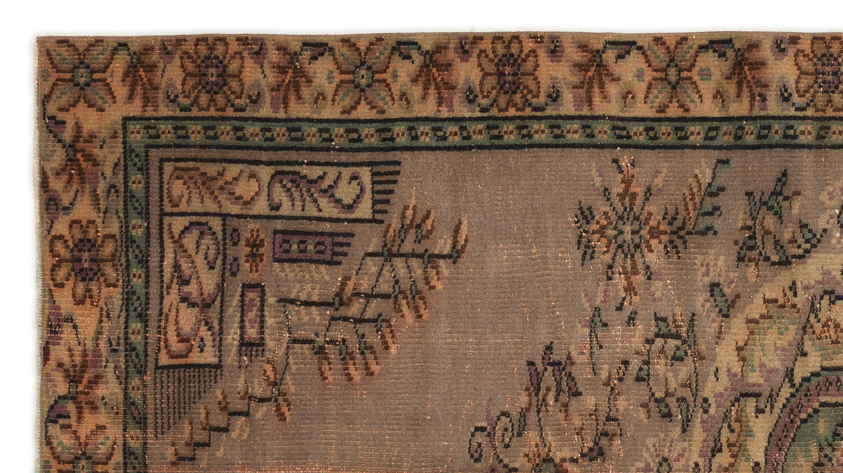 Atina Brown Vintage Wool Handmade Area Rug 4'4" x 8'0"