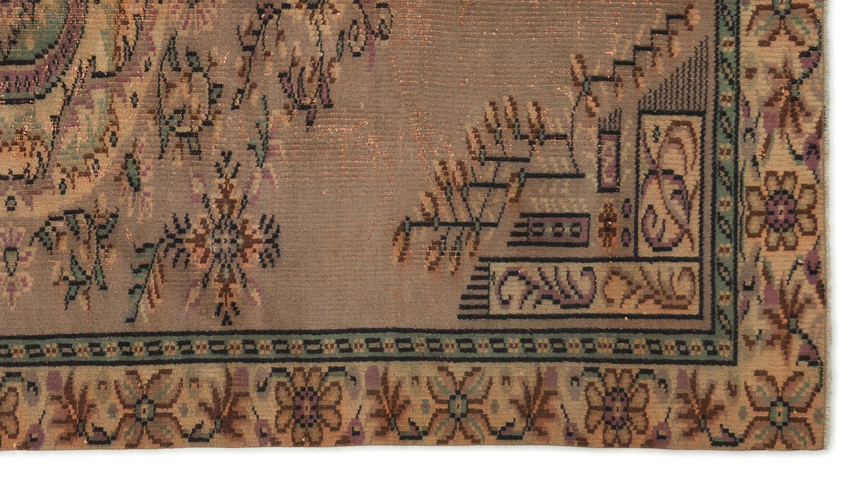 Atina Brown Vintage Wool Handmade Area Rug 4'4" x 8'0"