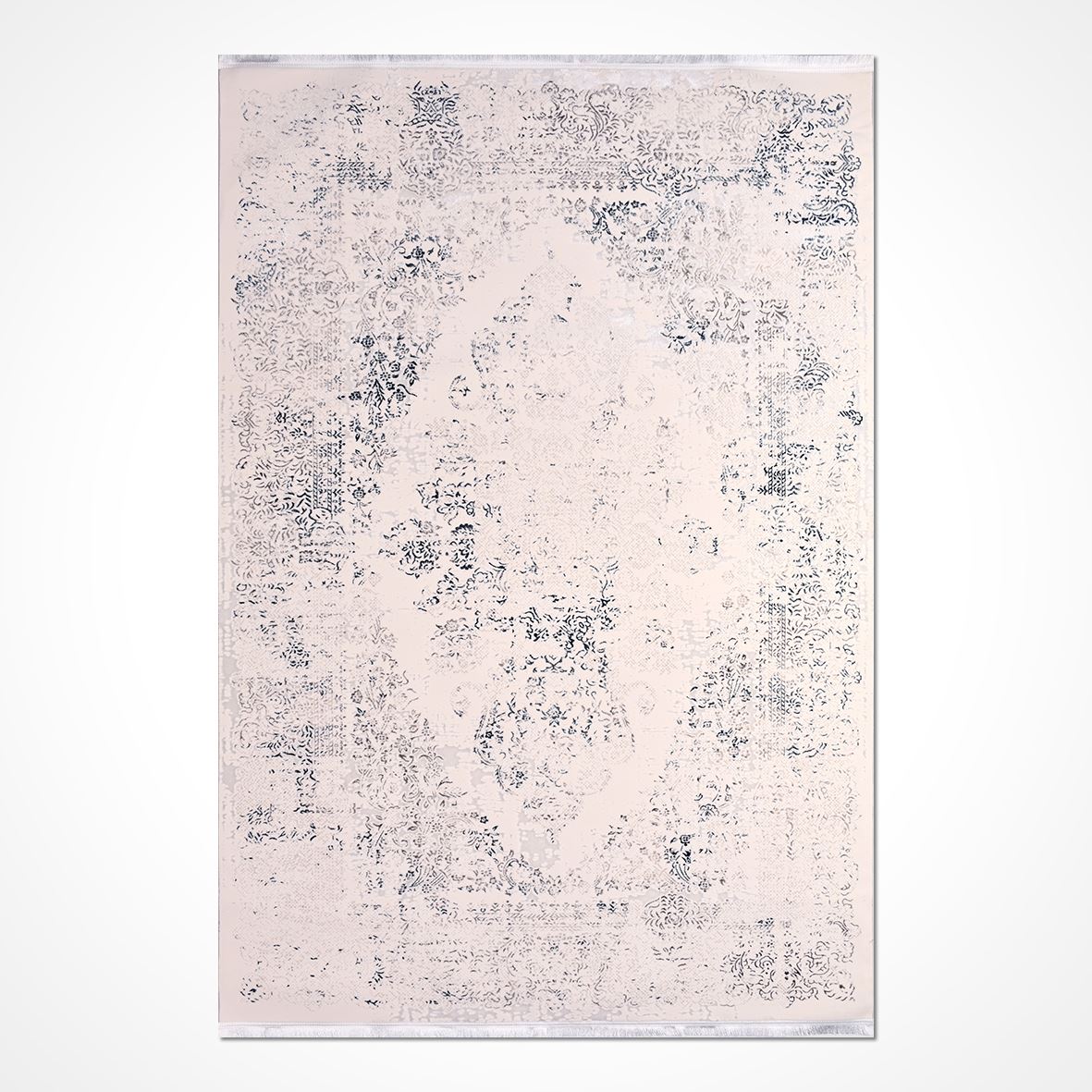 Vintage Area Rug – Machine Made Cream Blue Rug With 6mm Pile Height | Durable Floor Covering