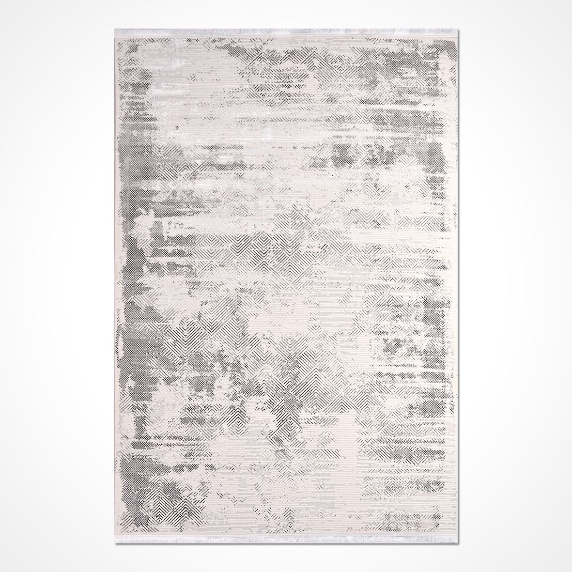 Modern Area Rug – Machine Made Grey Cream Rug With Low Pile & Durable Polyester