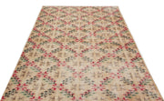 Atina Beige Vintage Wool Handmade Area Rug 4'10" x 7'5"