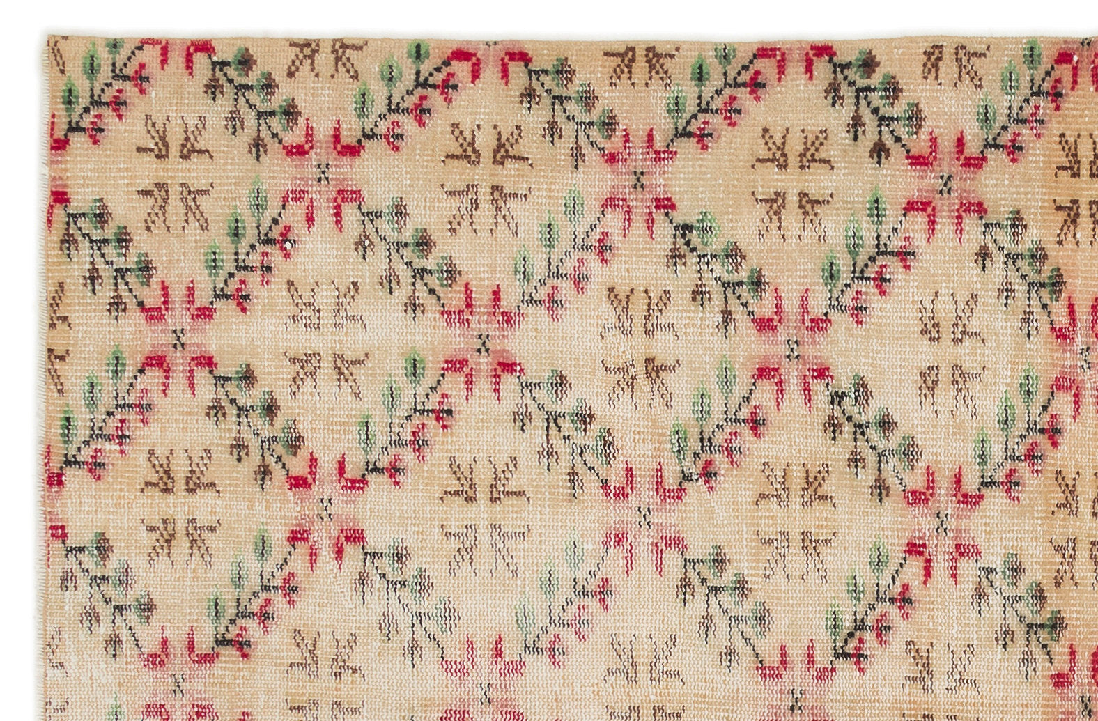 Atina Beige Vintage Wool Handmade Area Rug 4'10" x 7'5"