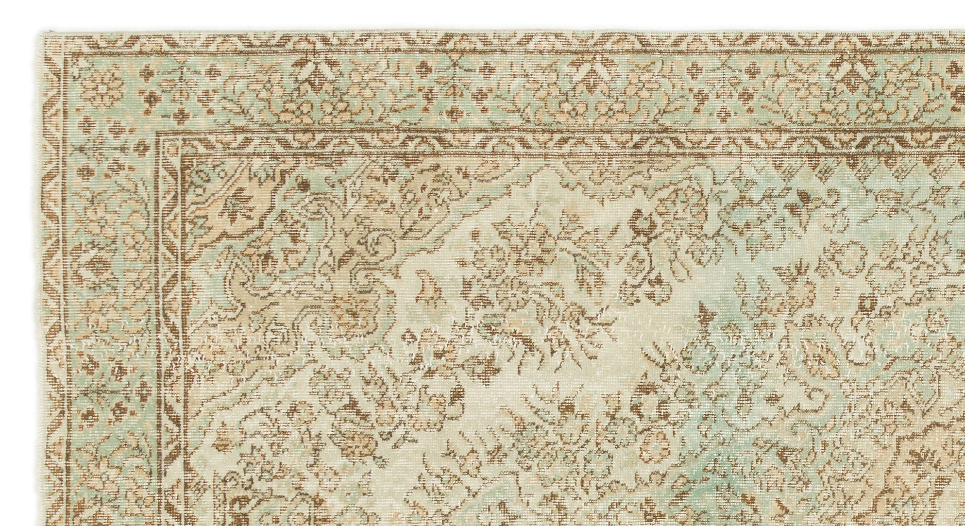 Atina Beige Vintage Wool Handmade Area Rug 5'0" x 9'3"