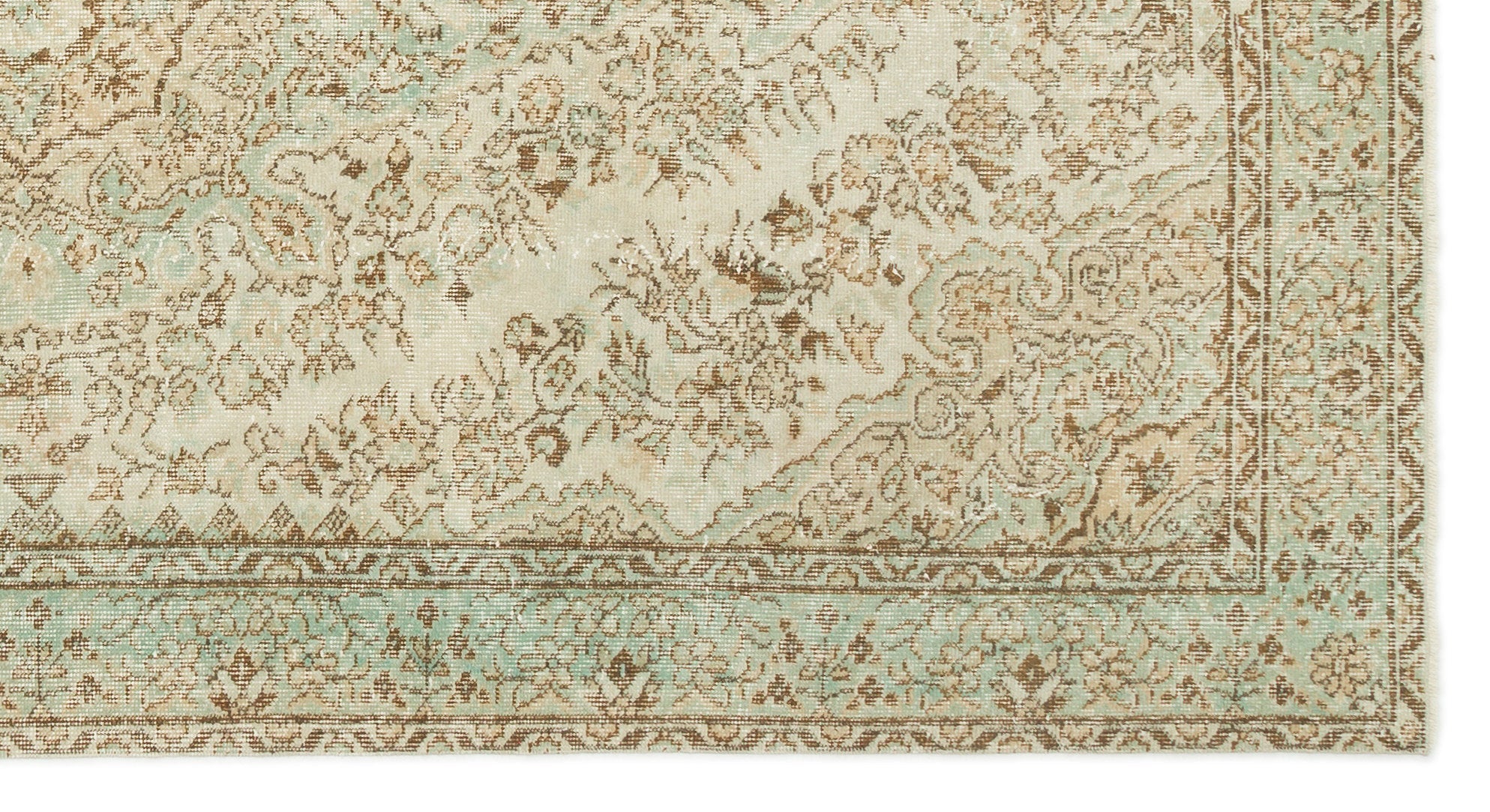 Atina Beige Vintage Wool Handmade Area Rug 5'0" x 9'3"