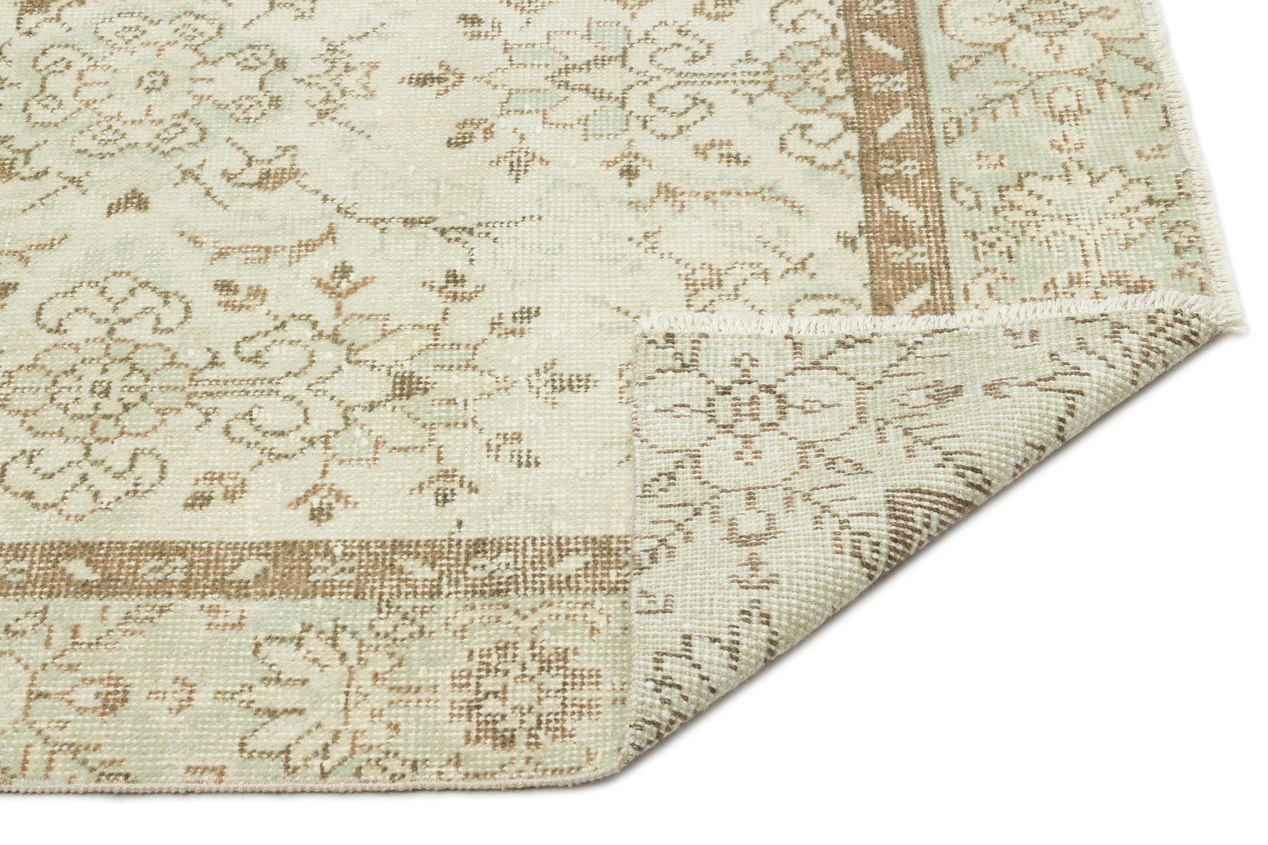Atina Beige Vintage Wool Handmade Area Rug 5'9" x 9'11"