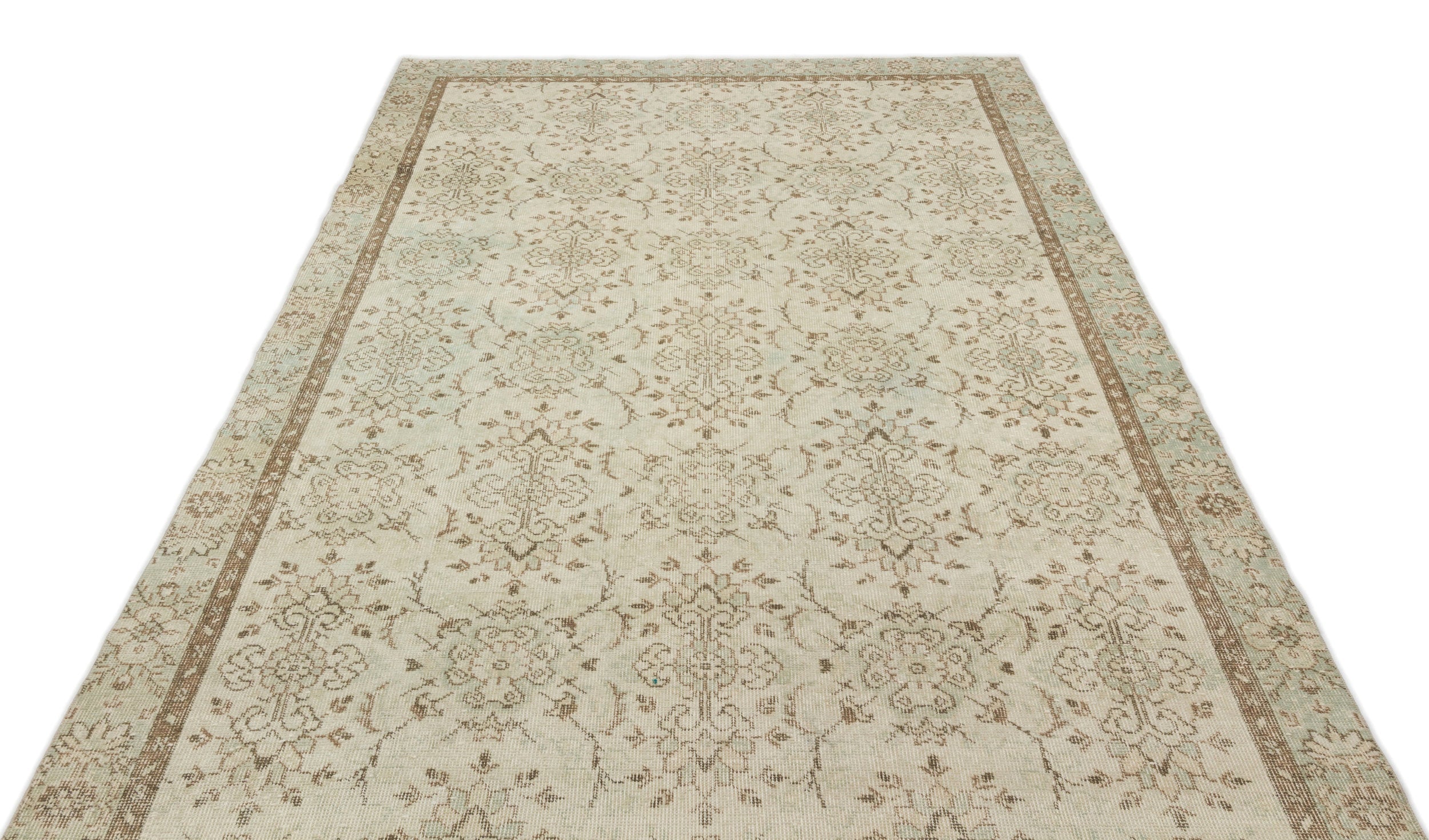 Atina Beige Vintage Wool Handmade Area Rug 5'9" x 9'11"