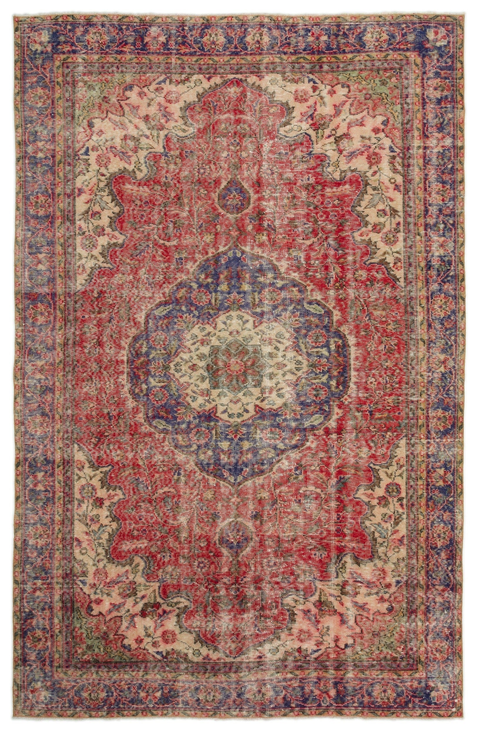 Atina Red Vintage Wool Handmade Area Rug 5'10" x 9'7"