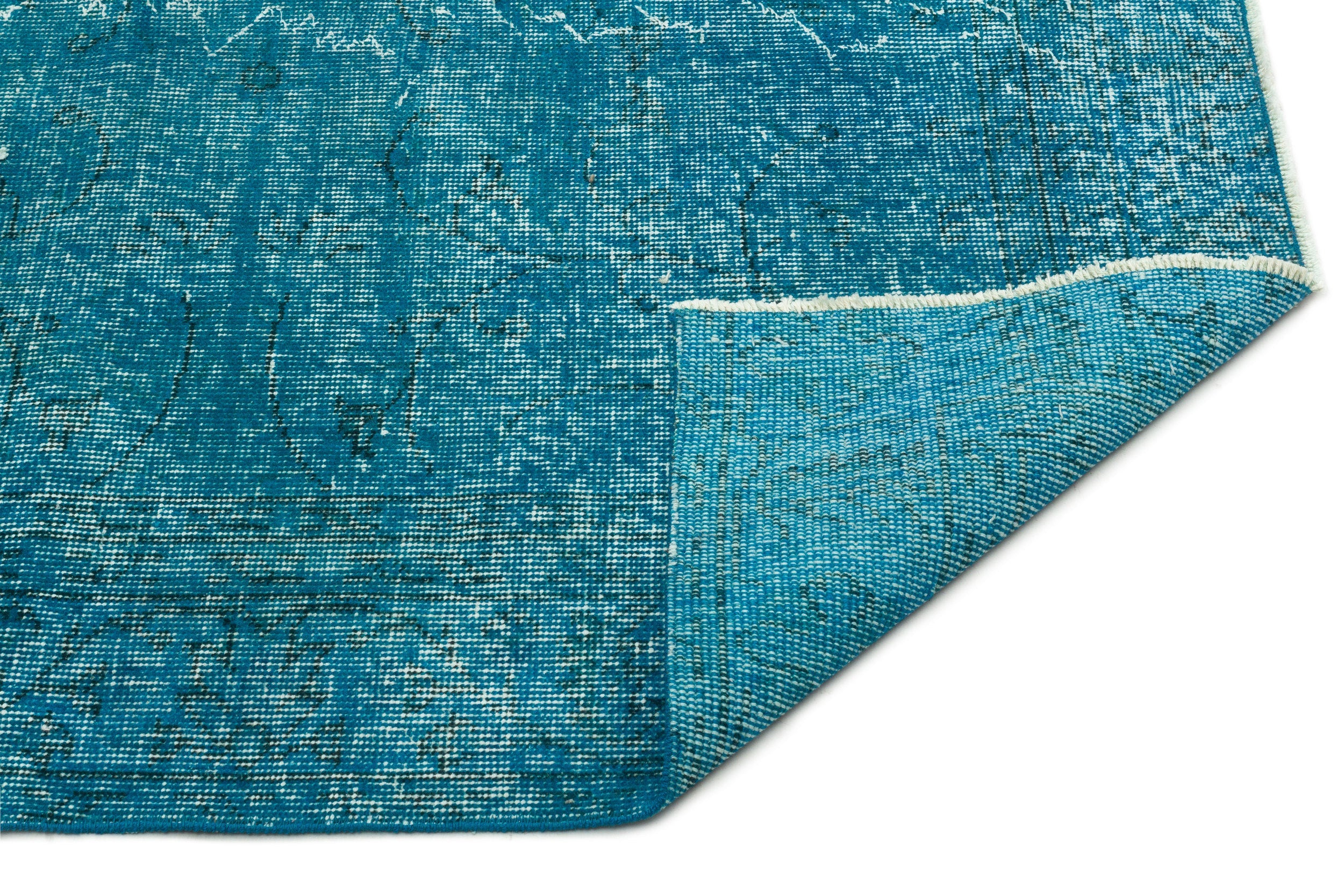 Atina Turquoise Vintage Wool Handmade Area Rug 6'5" x 9'8"
