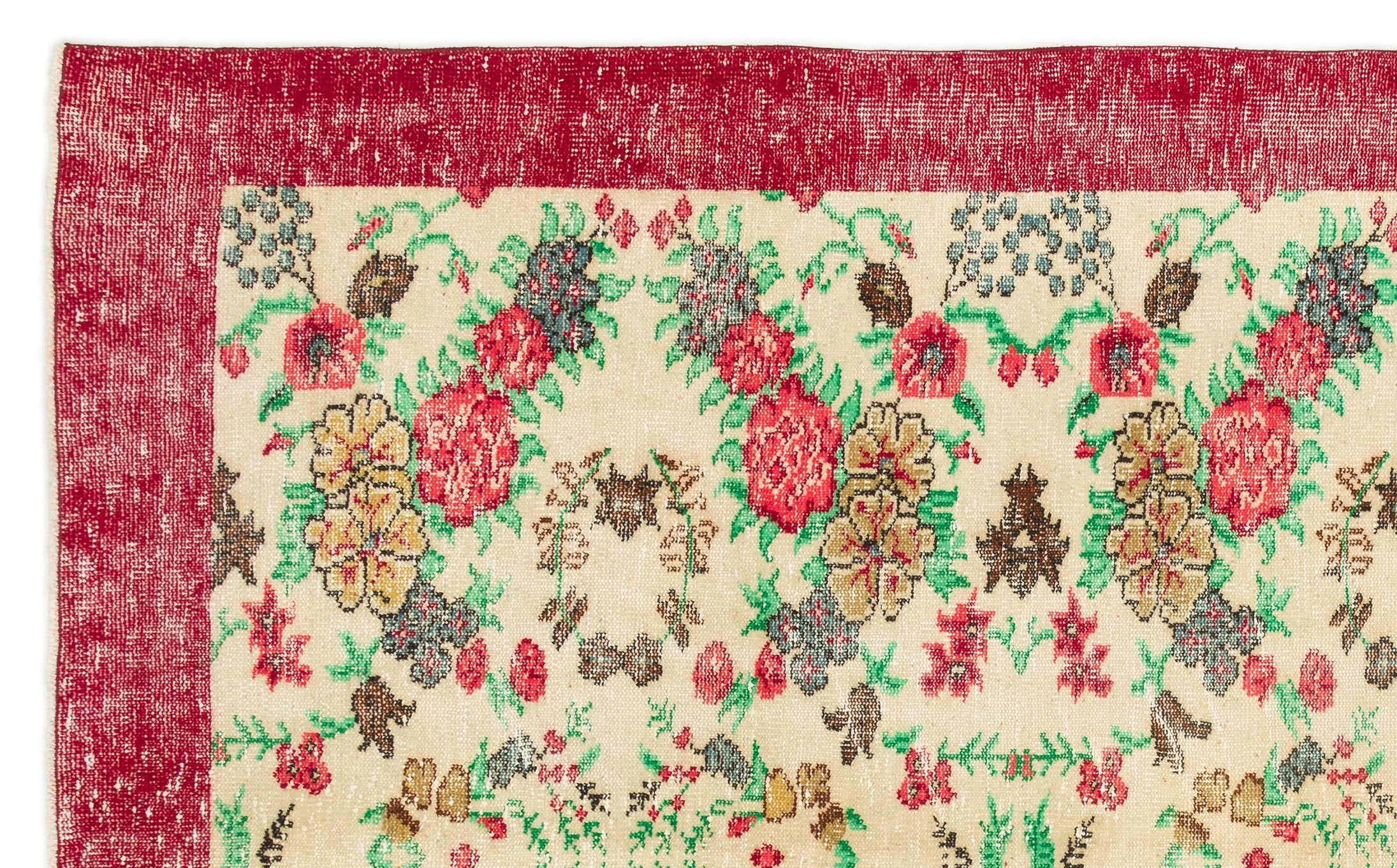 Atina Beige Vintage Wool Handmade Area Rug 6'2" x 10'0"