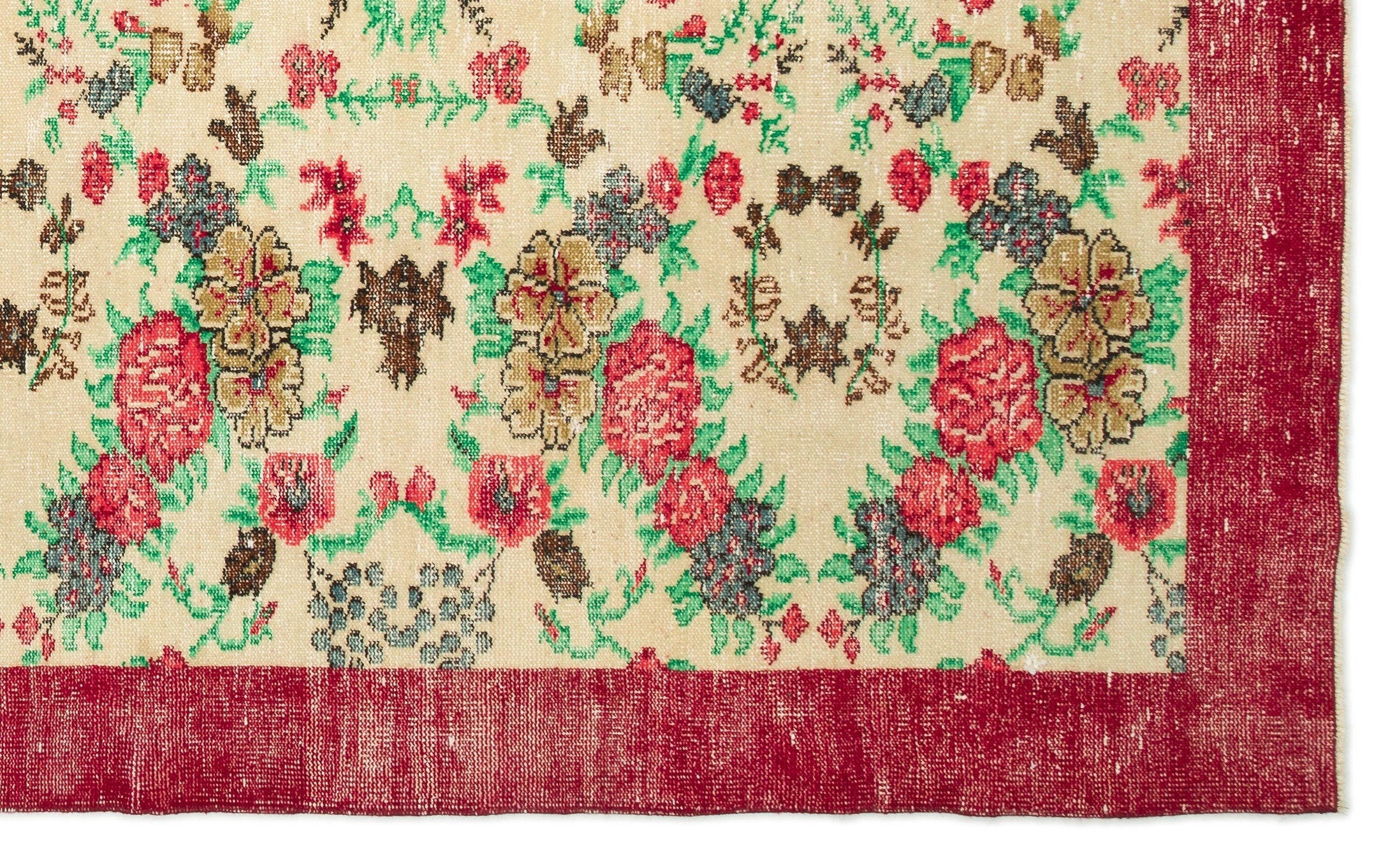 Atina Beige Vintage Wool Handmade Area Rug 6'2" x 10'0"