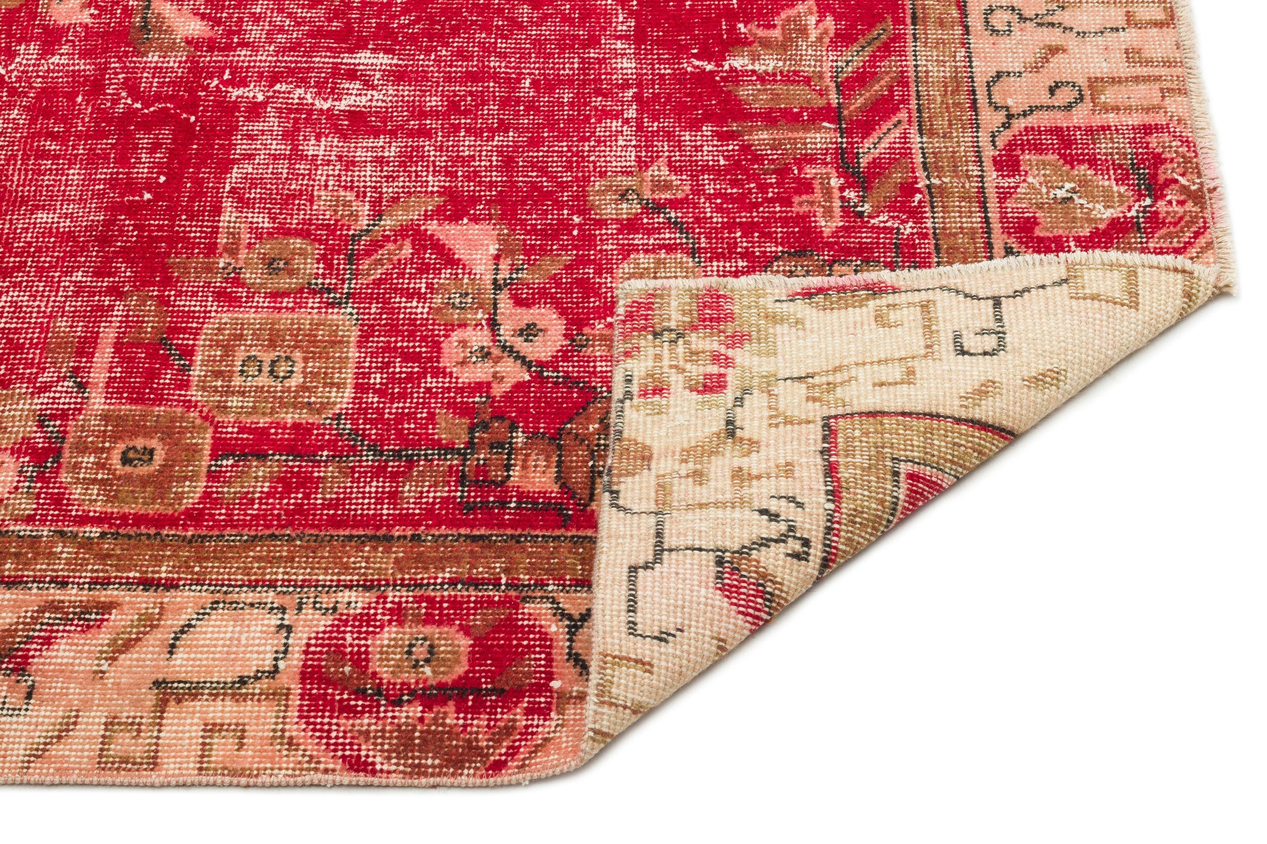 Atina Red Vintage Wool Handmade Area Rug 5'4" x 8'7"