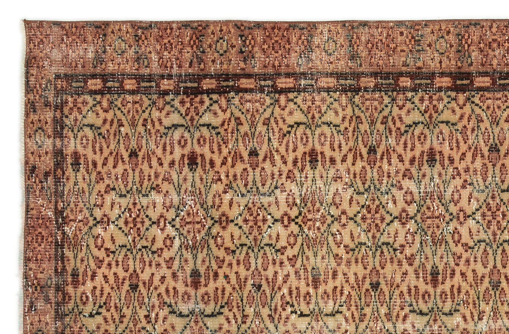 Atina Brown Vintage Wool Handmade Area Rug 4'9" x 9'4"